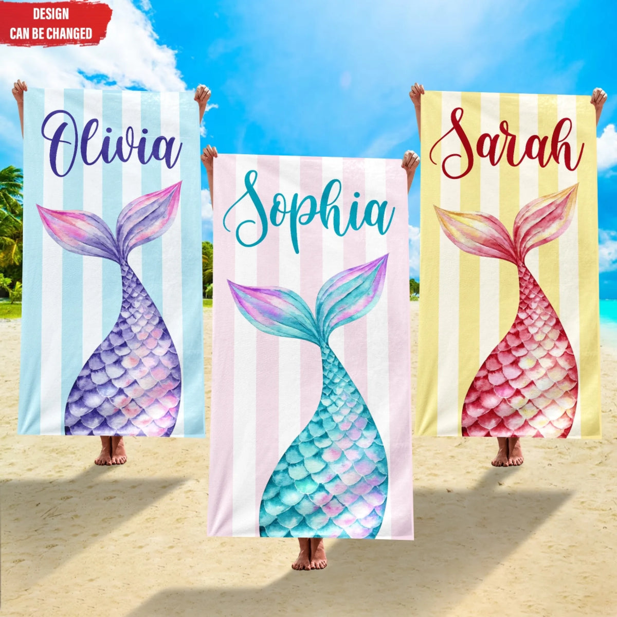 Mermaid Tail - Personalized Beach Towel, Mermaid Party Favors, Custom Beach Towel, Summer Gift For Kids