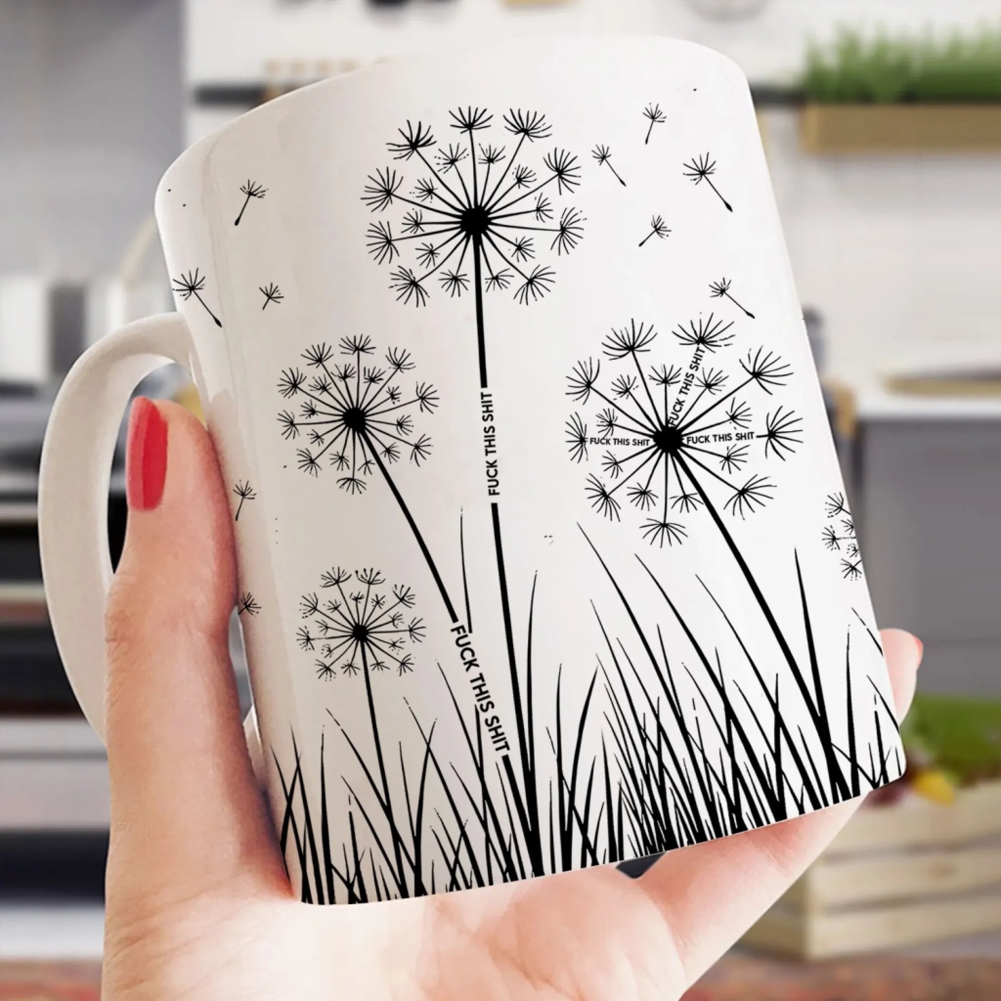 Dandelion Hidden Phrase - Personalized Mug, Hidden Swear Word Mug, Gift For Coworkers