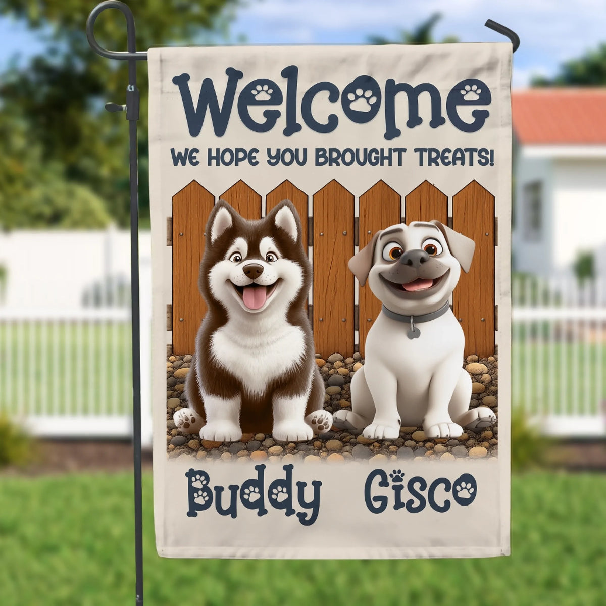 We Hope You Brought Treats - Personalized Garden Flag, Funny Gift for Dog Lovers