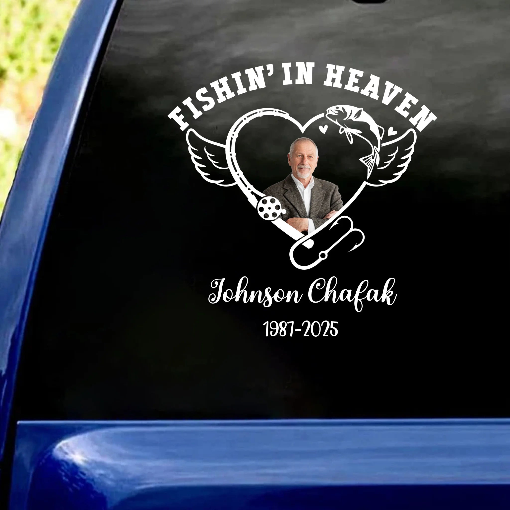 Fishin' In Heaven - Personalized Decal, Gift For Memorial, In Loving Memory Decal