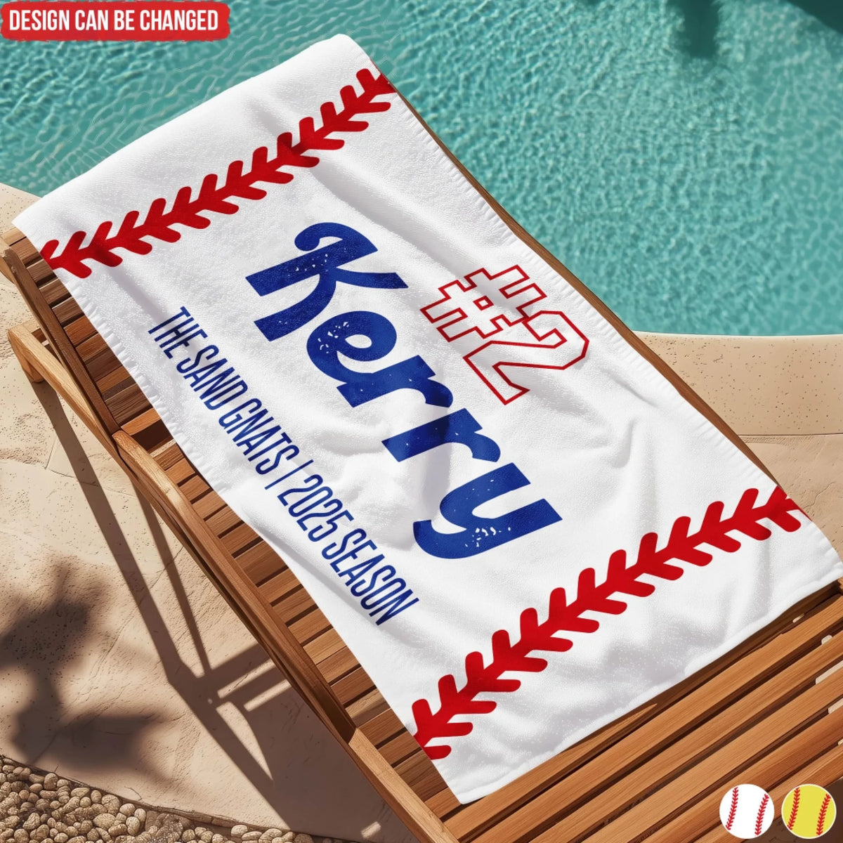 Baseball/Softball Custom Name And Number - Personalized Beach Towel, Gift for Baseball Lover, Summer Vibes Gift, Sport Towel