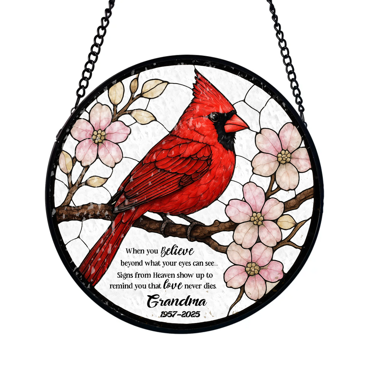 Signs From Heaven Show Up To Remind You That Love Never Dies - Personalized Window Stained Glass, Memorial Gift For Loss Of Loved One