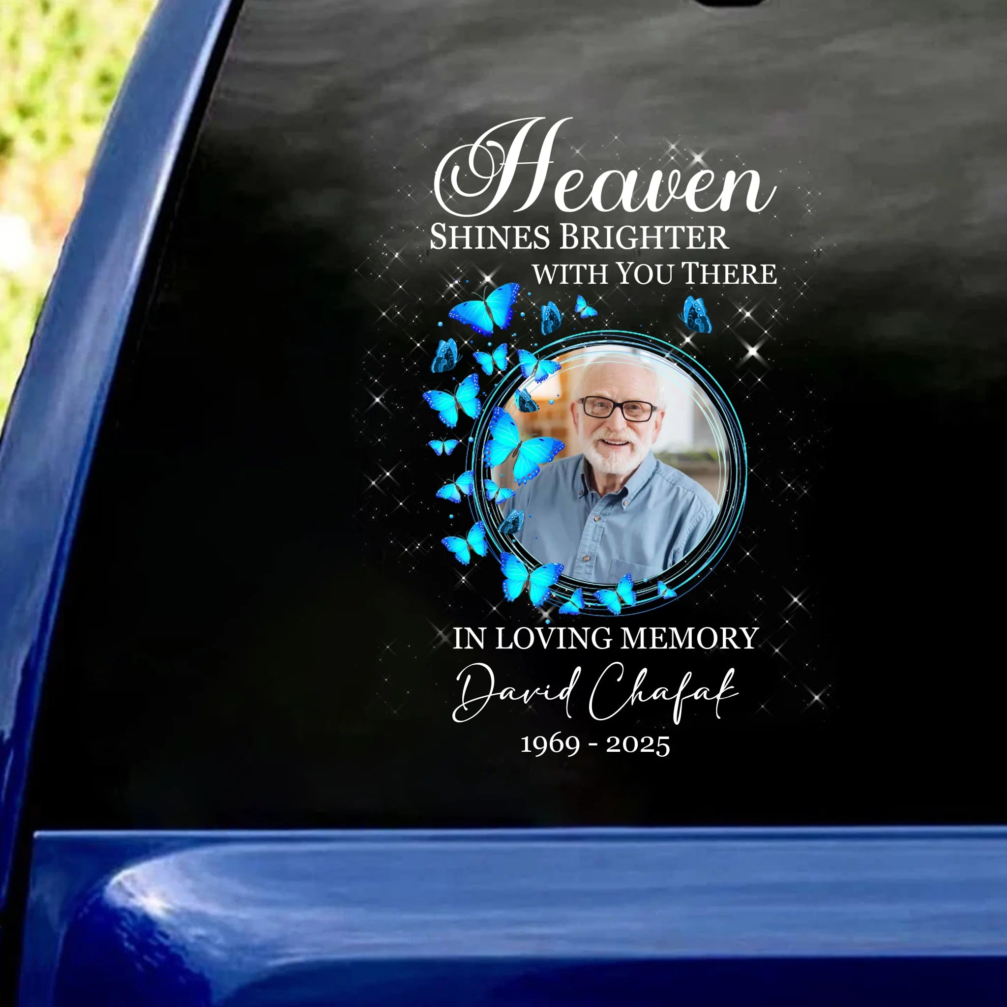 Heaven Shines Brighter With You There - Personalized Decal, Memorial Gift