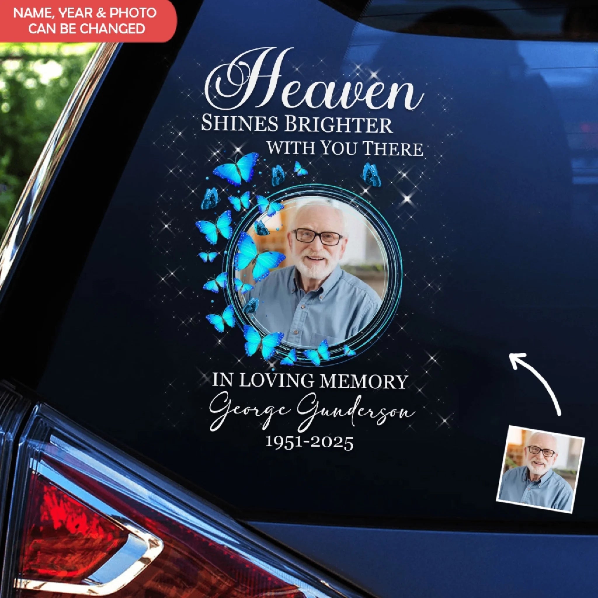 Heaven Shines Brighter With You There - Personalized Decal, Memorial Gift