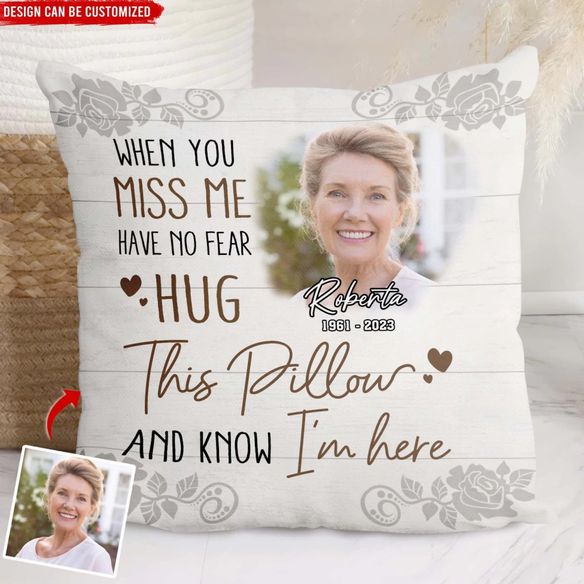 Hug This Pillow And Know I’m Here - Personalized Pillow, Memorial Gift, Sympathy Custom Gift