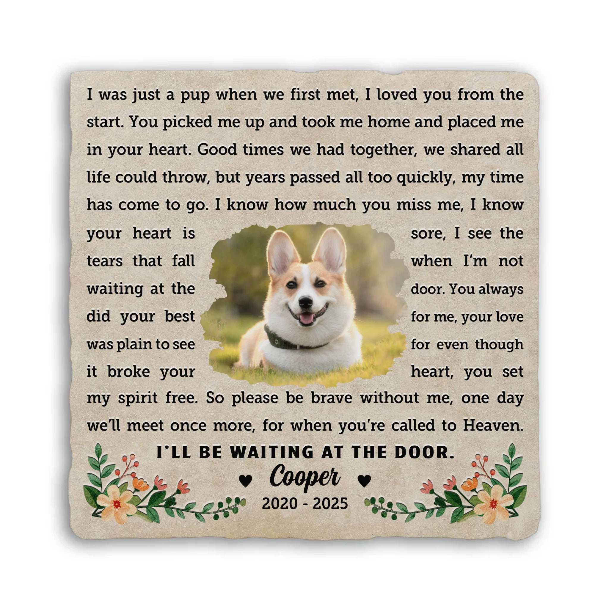 I’ll Be Waiting At The Door - Personalized Memorial Stone, Loss Of Pet Gift