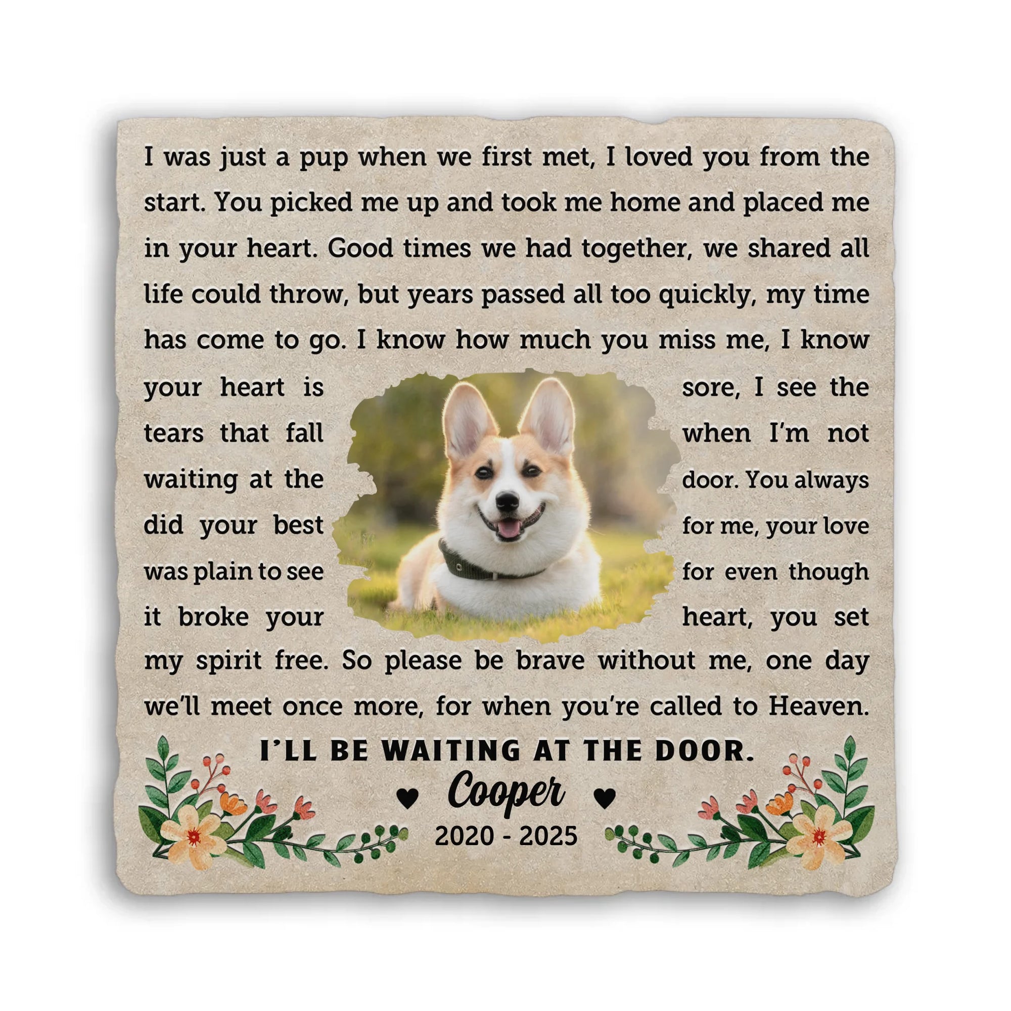 I’ll Be Waiting At The Door - Personalized Memorial Stone, Loss Of Pet Gift