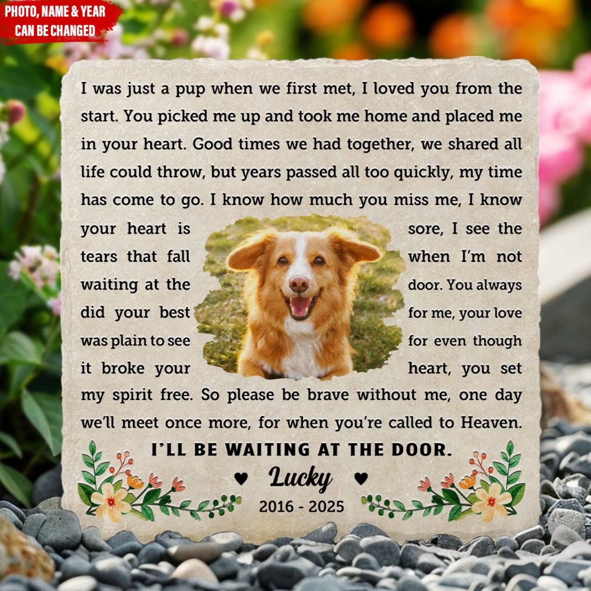 I’ll Be Waiting At The Door - Personalized Memorial Stone, Loss Of Pet Gift