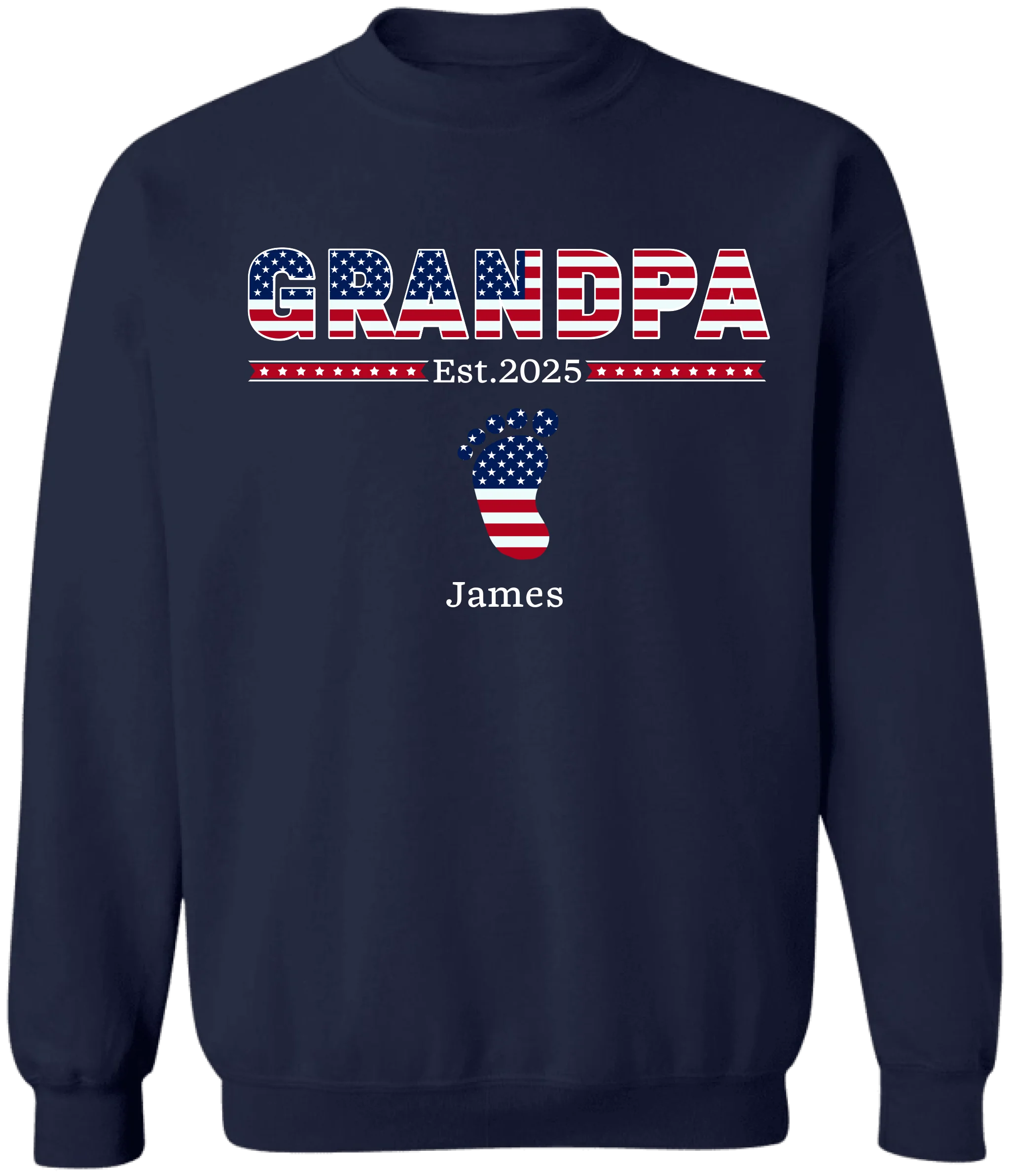 Grandpa with Grandkids US Flag - Personalized T-Shirt, Gift for Dad/Grandpa, Independence Day 4th of July Shirt