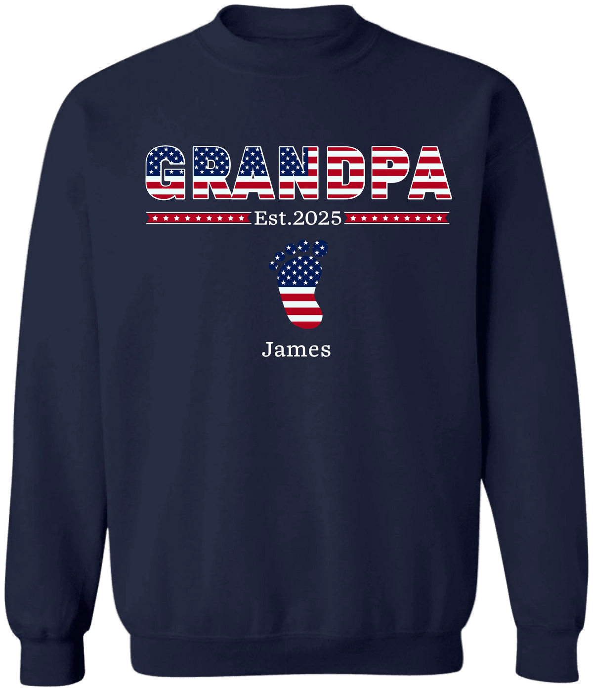 Grandpa with Grandkids US Flag - Personalized T-Shirt, Gift for Dad/Grandpa, Independence Day 4th of July Shirt