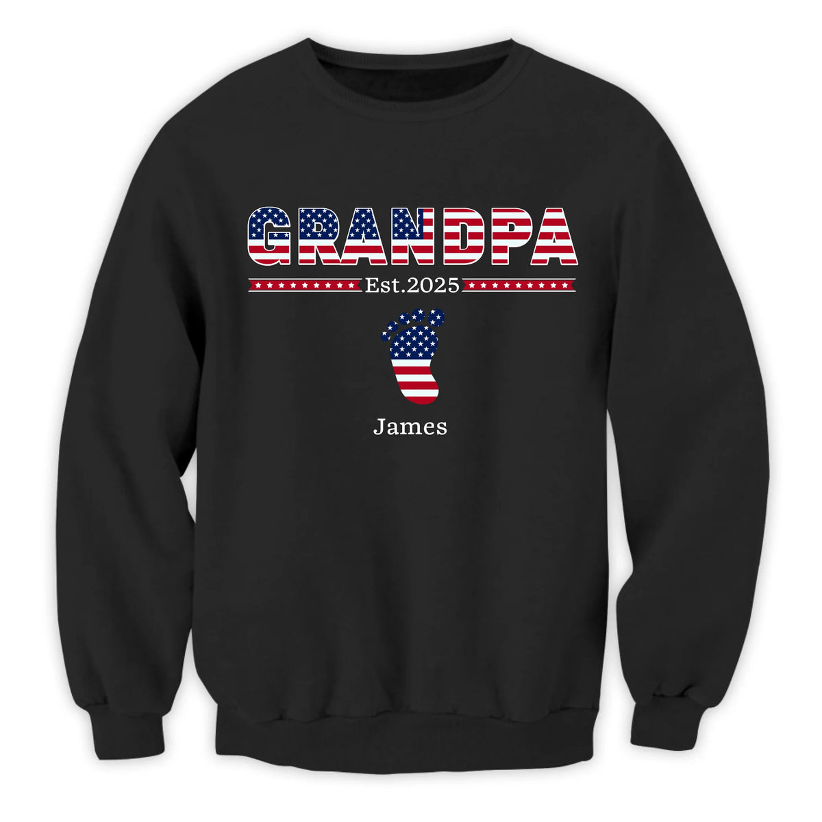 Grandpa with Grandkids US Flag - Personalized T-Shirt, Gift for Dad/Grandpa, Independence Day 4th of July Shirt