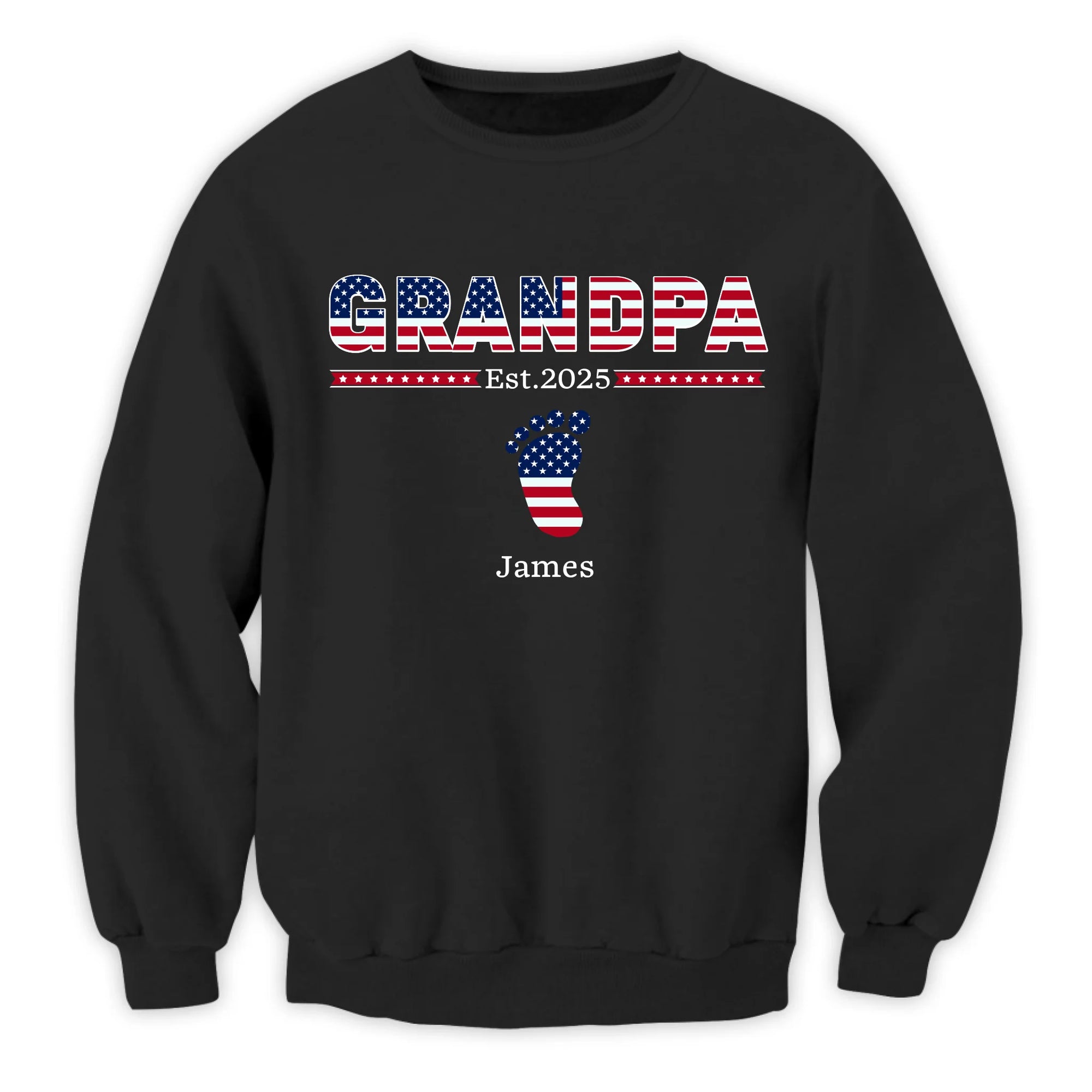 Grandpa with Grandkids US Flag - Personalized T-Shirt, Gift for Dad/Grandpa, Independence Day 4th of July Shirt