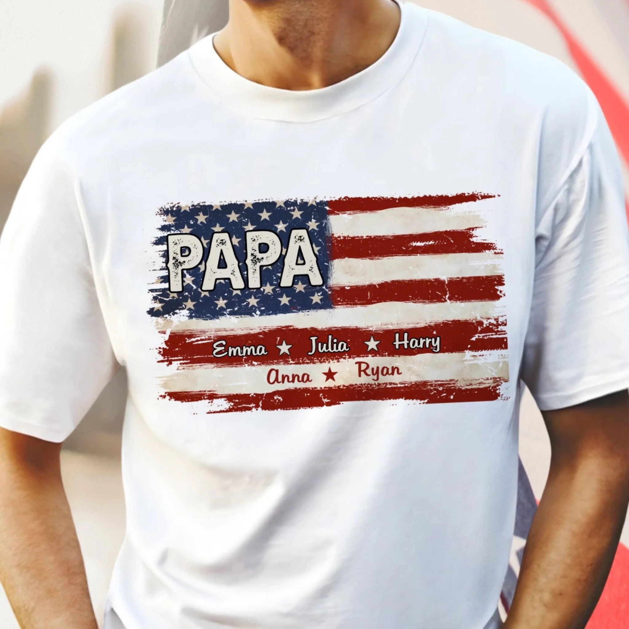 This Awesome Grandpa Belongs To - Personalized T-Shirt, Happy 4th of July, Gift For Dad, Grandpa
