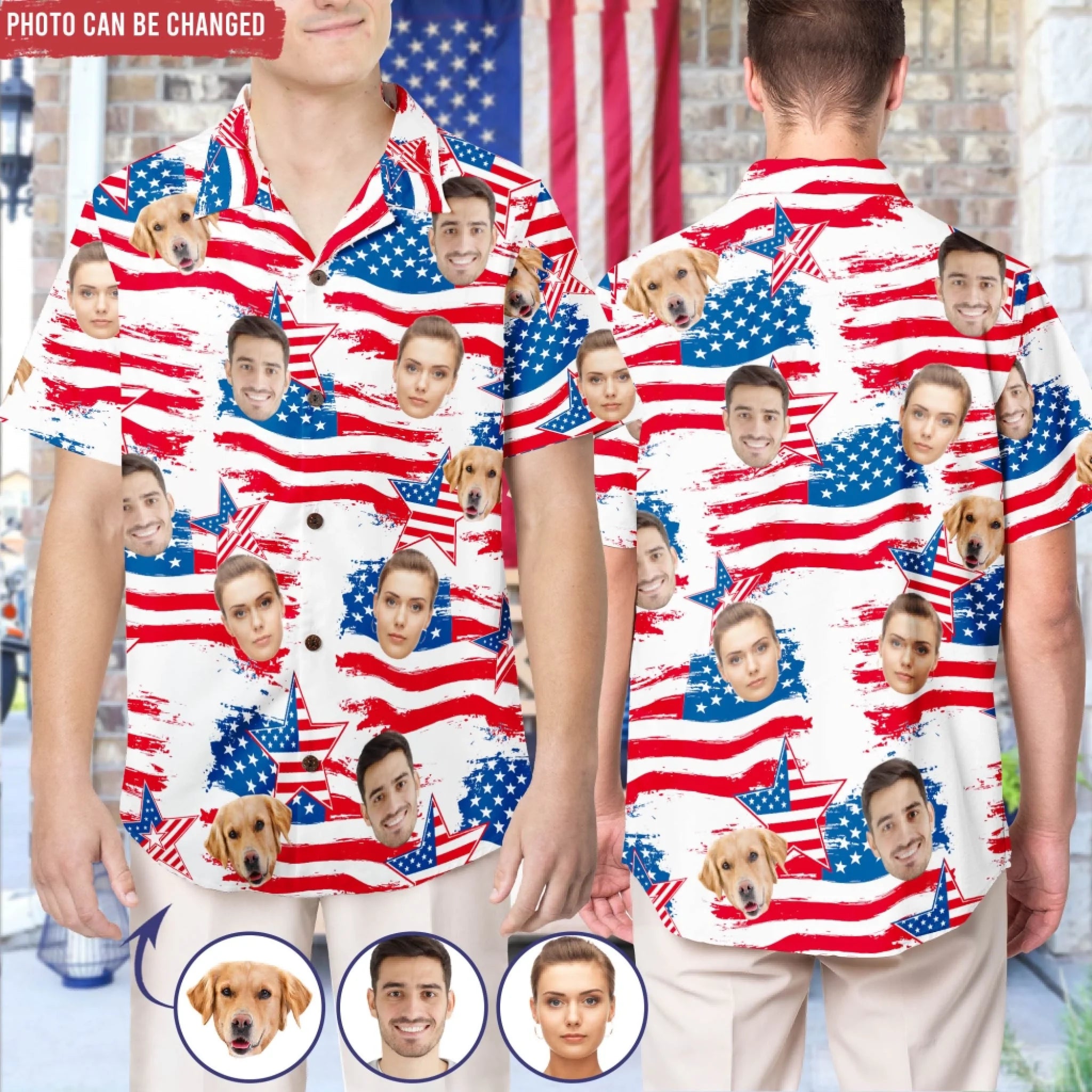 Custom Face Independence Day - Personalized Hawaiian Shirt, 4th of July Shirt, America Flag Funny Summer Gift