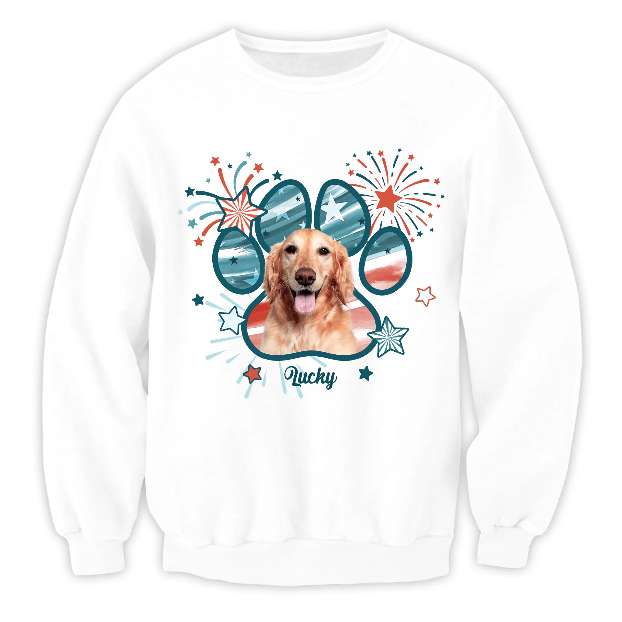 Cute Dog 4th Of July - Personalized T-Shirt, Independence Day Gift, Custom Photo Dog Flag Shirt