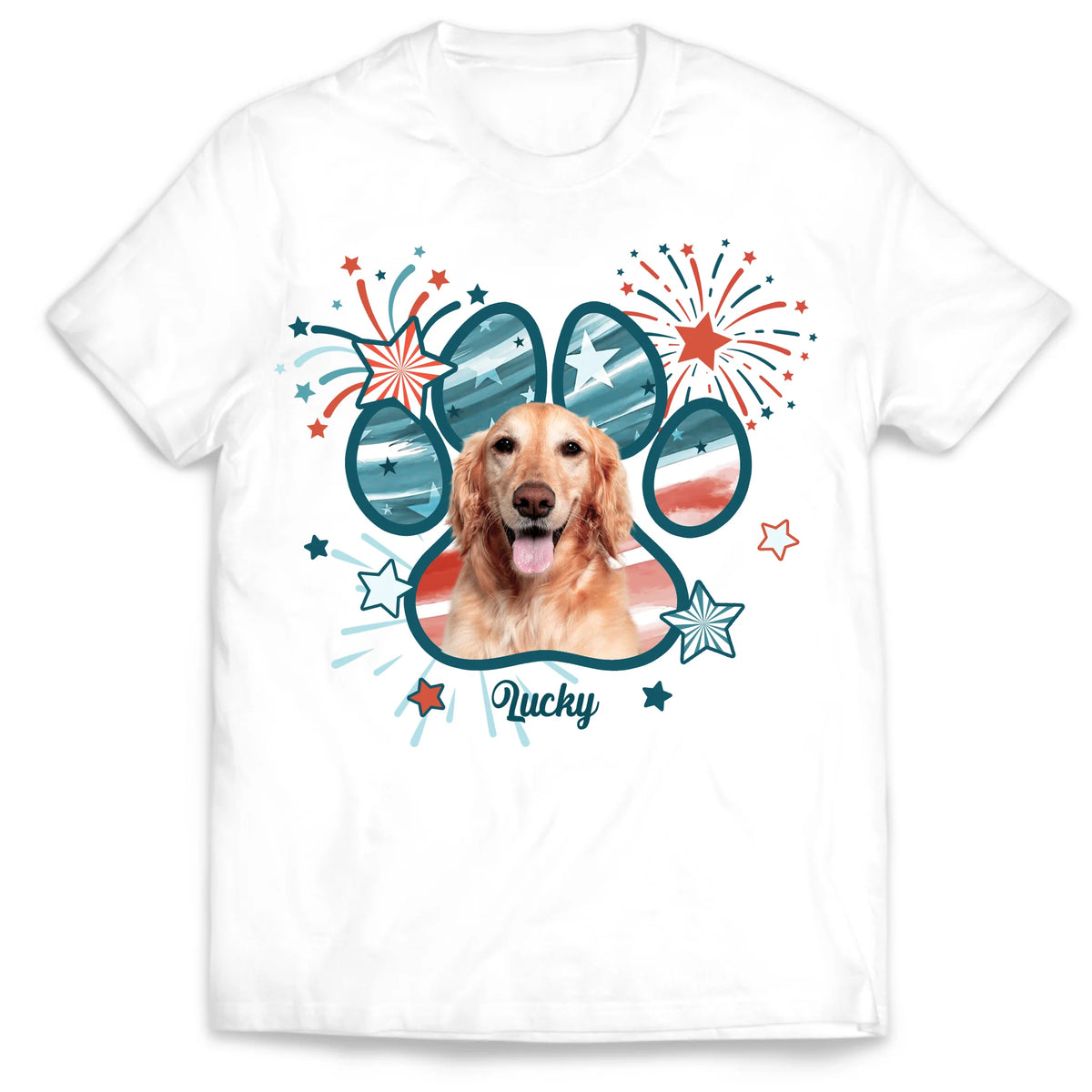 Cute Dog 4th Of July - Personalized T-Shirt, Independence Day Gift, Custom Photo Dog Flag Shirt