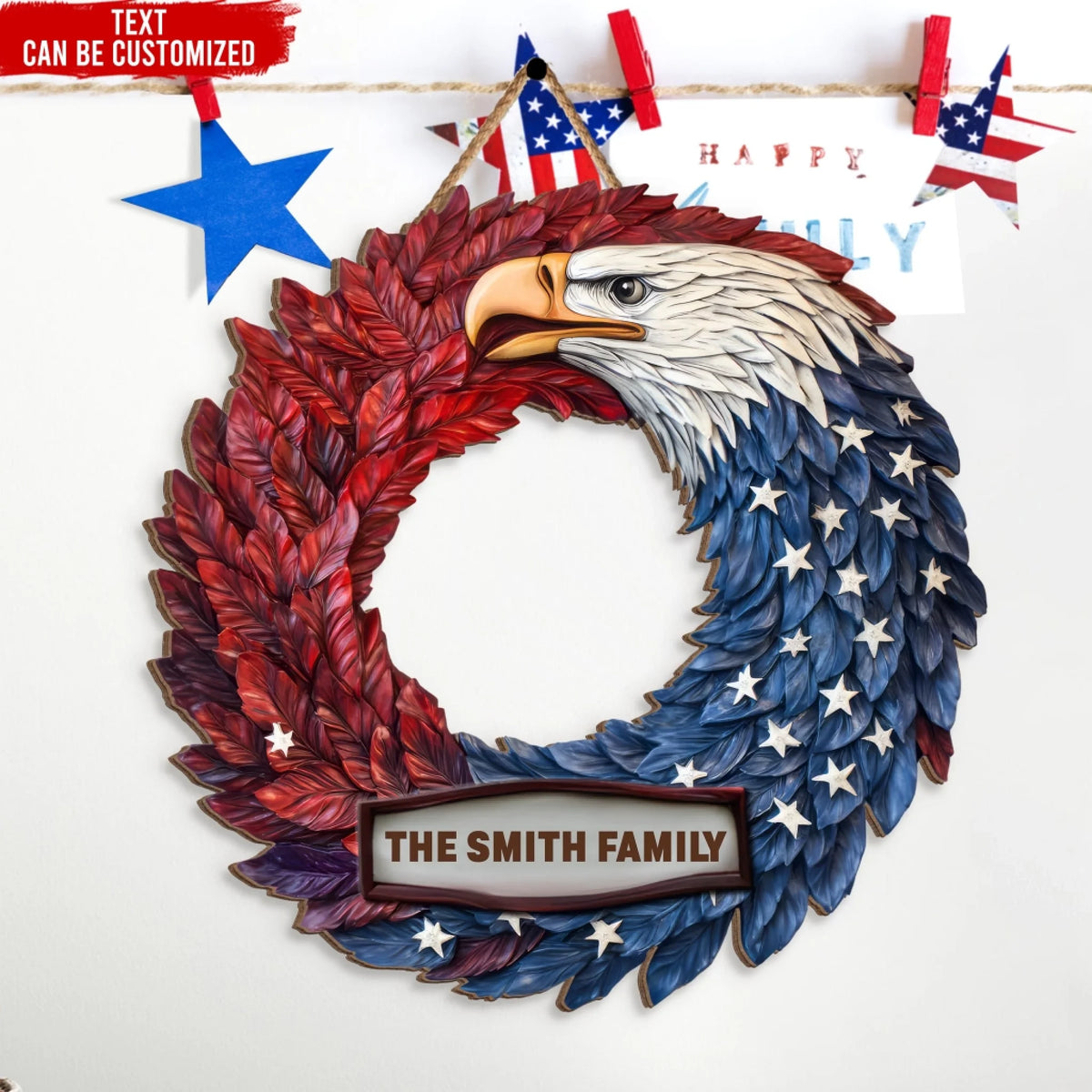 Eagle American Flag - Personalized Door Sign, Gift For 4th Of July