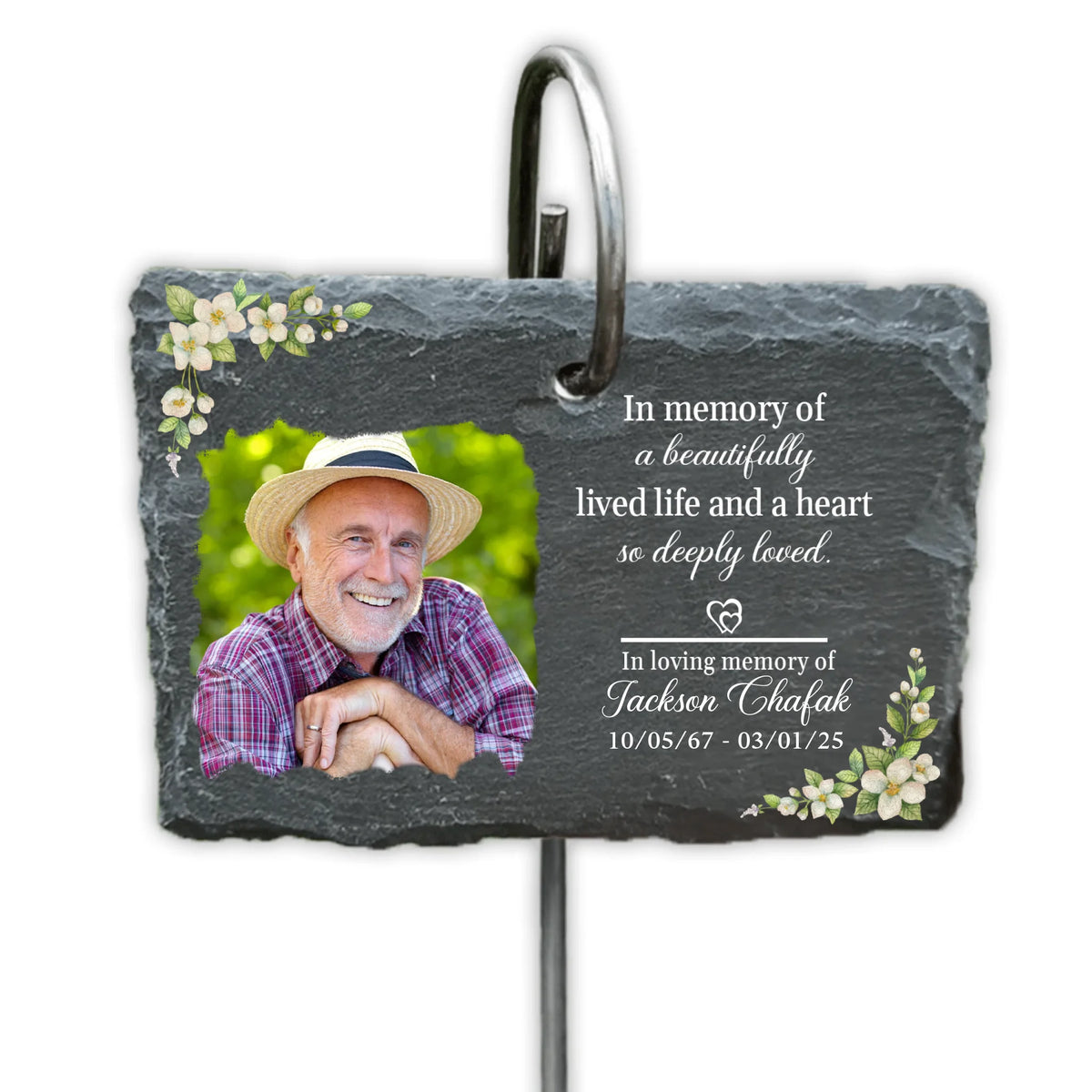 In Memory Of A Beautifully Lived Life And A Heart So Deeply Loved - Personalized Garden Slate, Memorial Gift