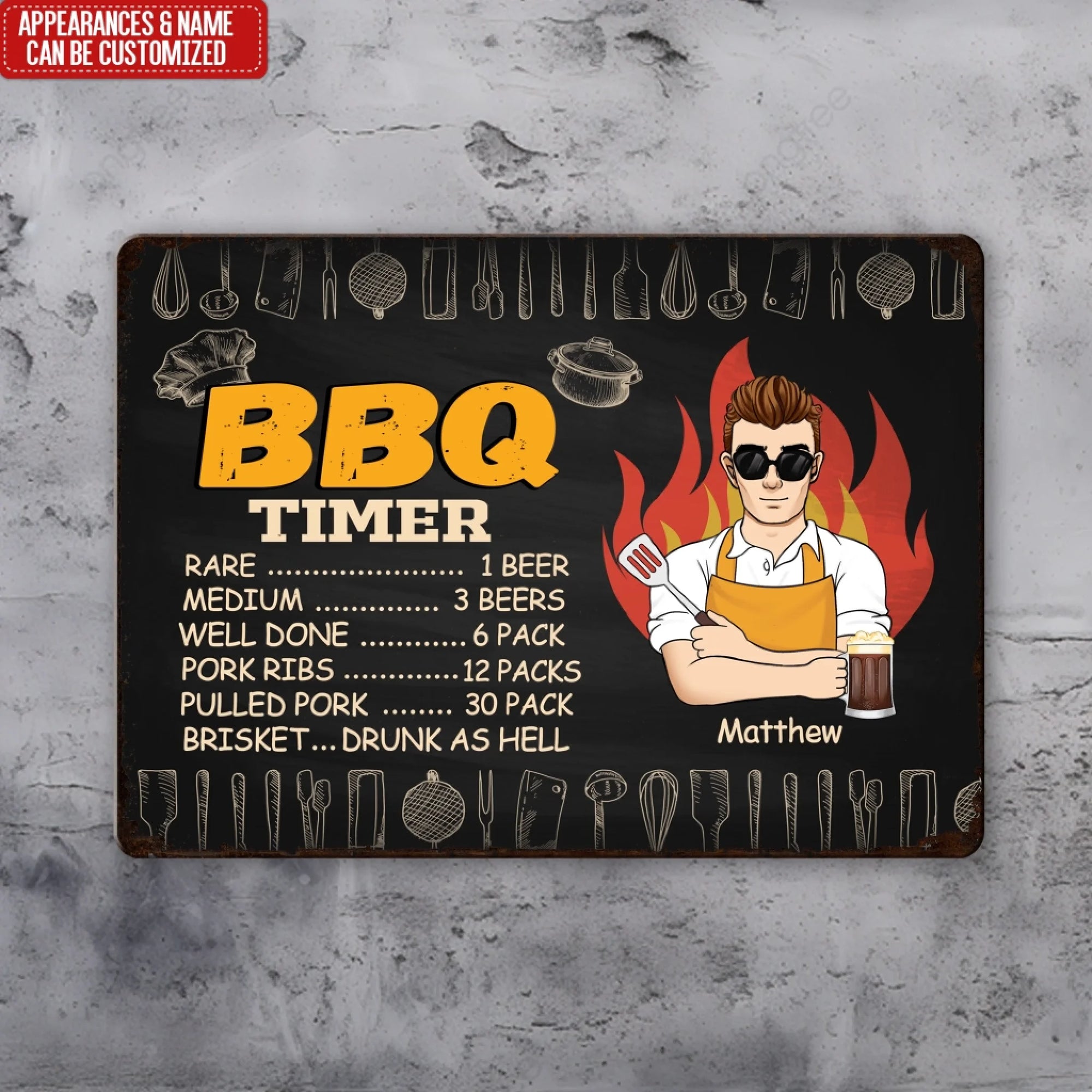 BBQ Timer - Personalized Metal Sign, Gift For Father, Grandpa