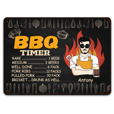 BBQ Timer - Personalized Metal Sign, Gift For Father, Grandpa