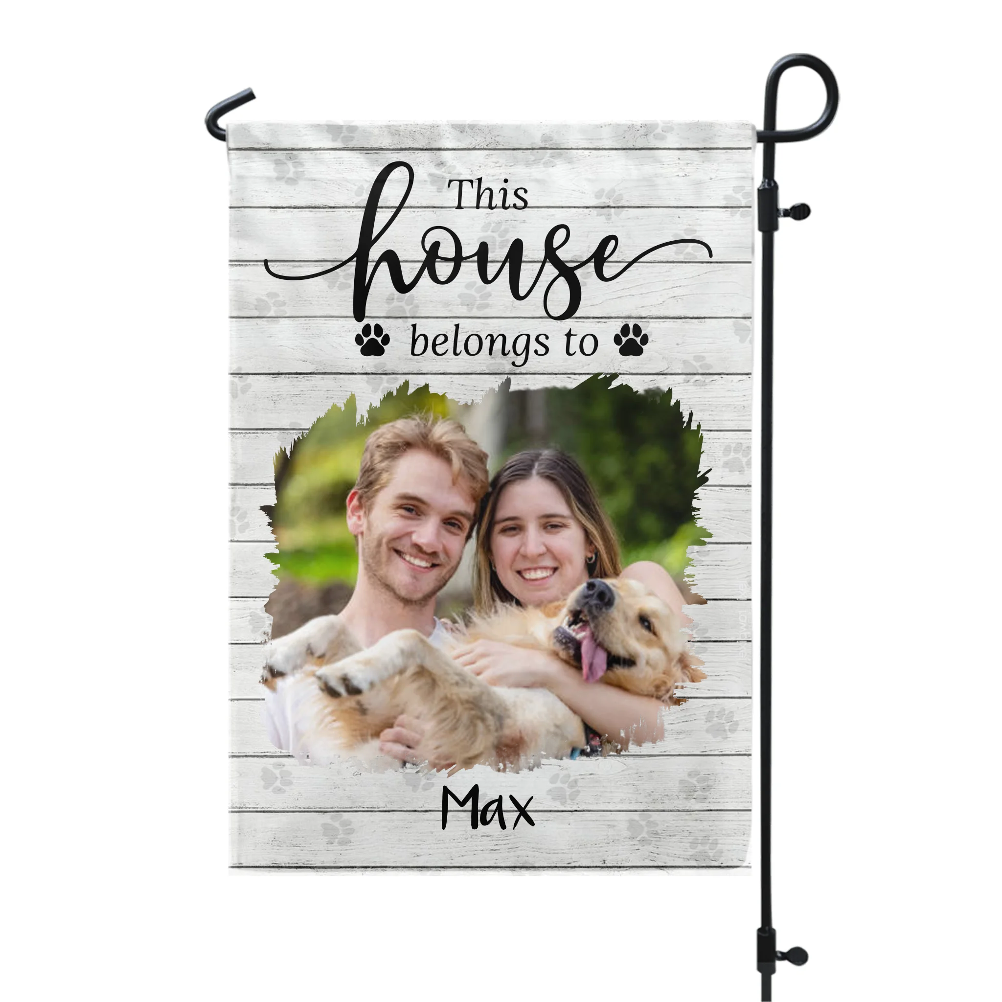 This House Belongs To - Personalized Garden Flag, Funny Gift for Pet Lovers, Cute Dog Welcome Yard Flag