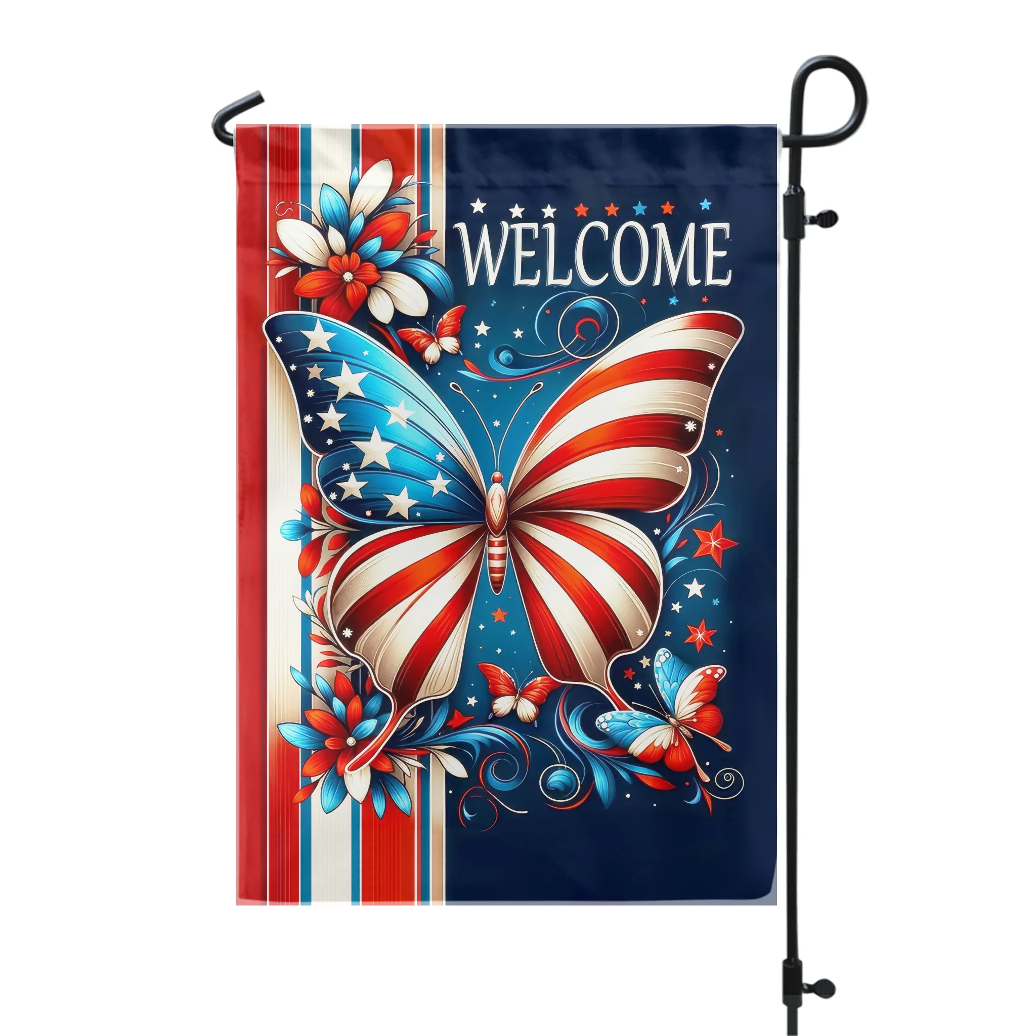 Patriotic Butterfly American - Personalized Garden Flag, 4th Of July Welcome Flag