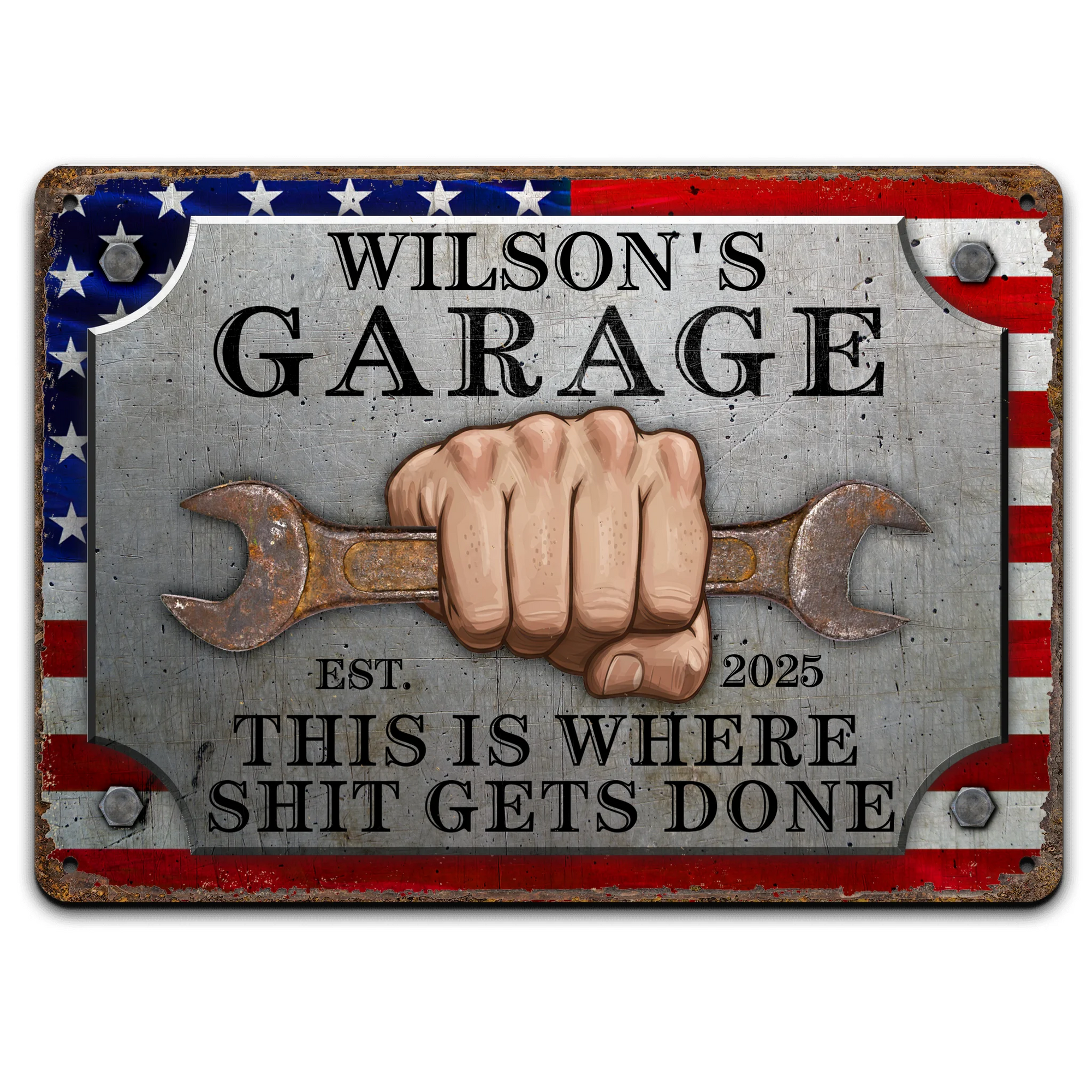 This Is Where The Sh*t Gets Done - Personalized Metal Sign, 4th Of July Sign