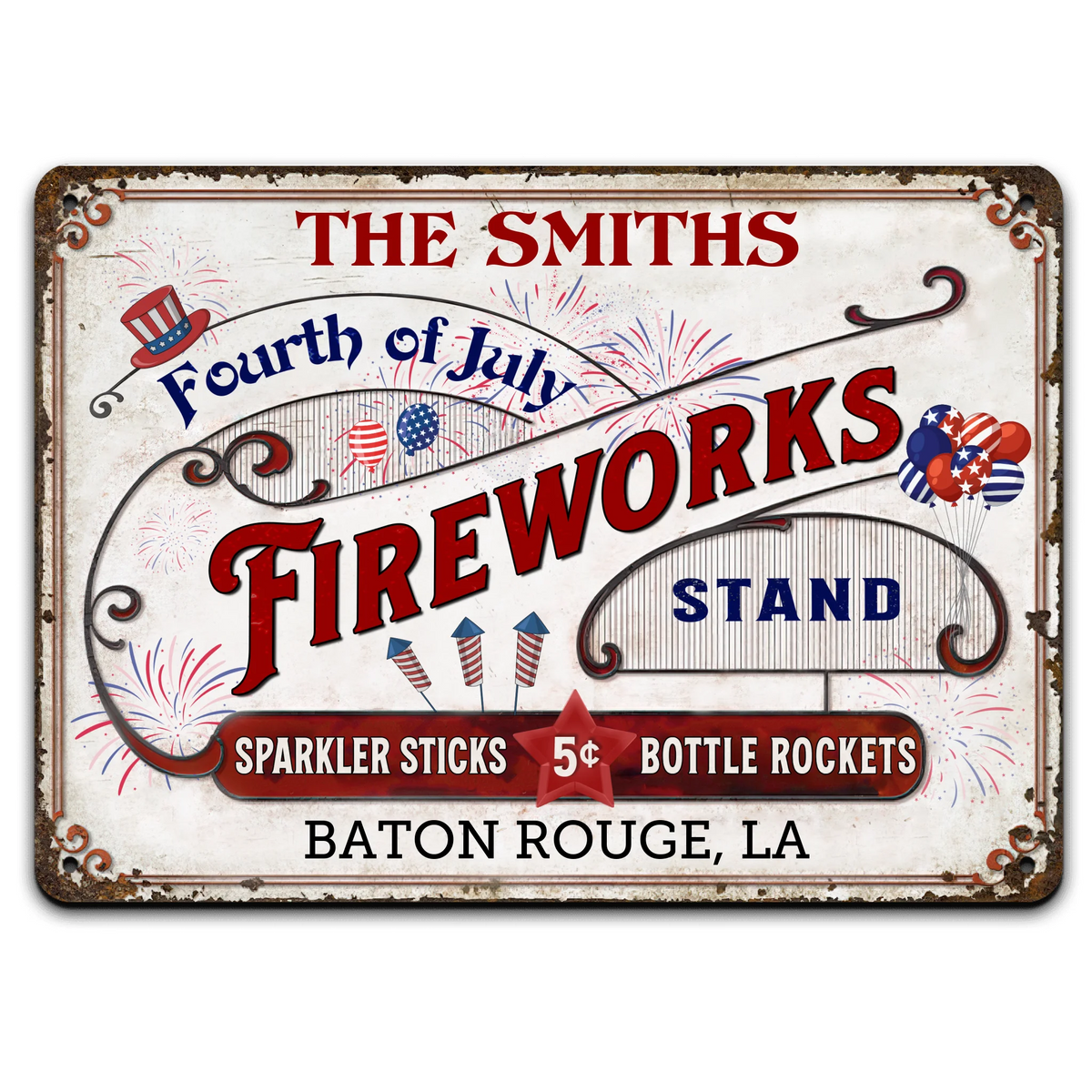 Fireworks Stand - Personalized Metal Sign, Gift For 4th Of July, Gift For Family