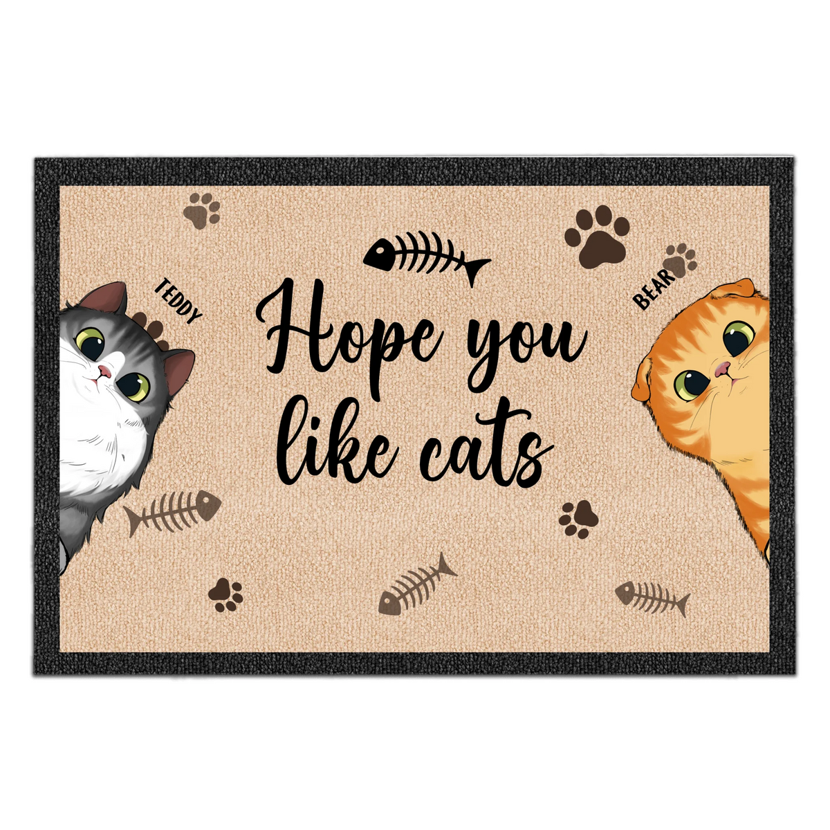 Hope You Like Cats - Personalized Doormat, Gift for Cat Lovers, Funny Welcome Home Mat, Cat Owner Gift