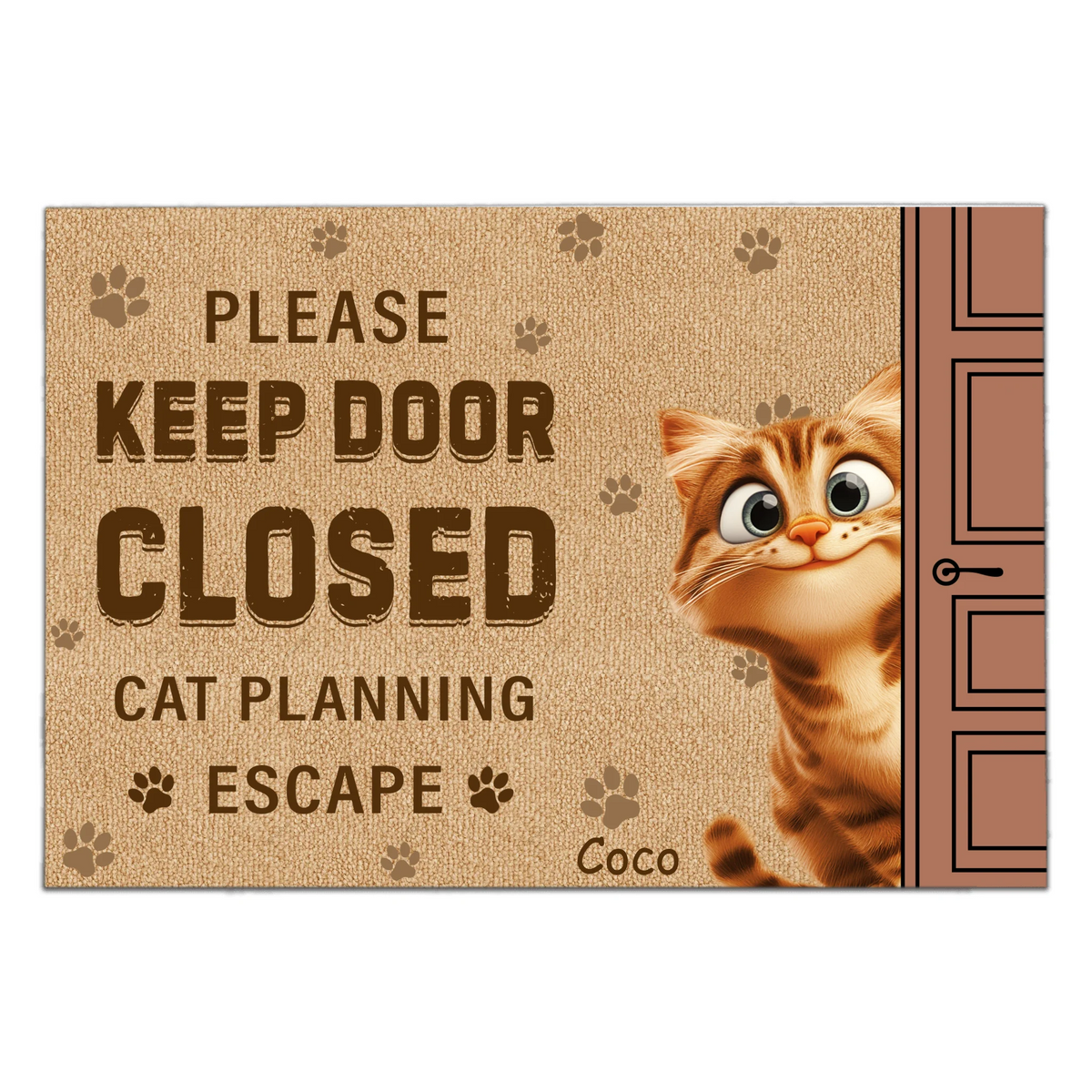 Please Keep Door Closed Cats Planning Escape - Personalized Doormat, Gift For Pet Lovers