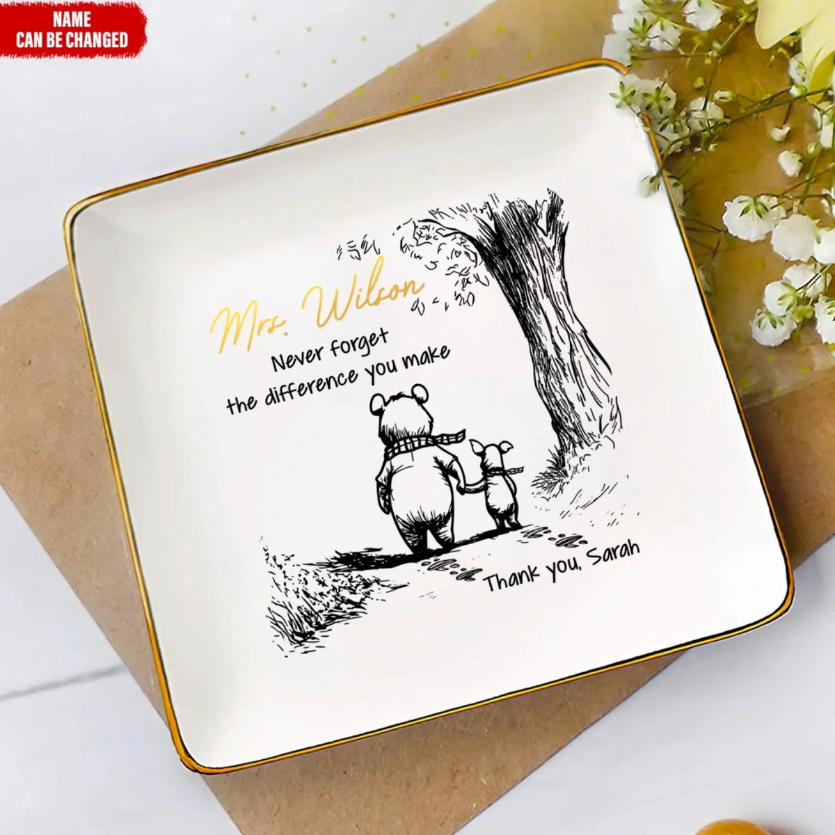 Never Forget The Difference You Make - Personalized Jewelry Dish, Teacher Appreciation Gift