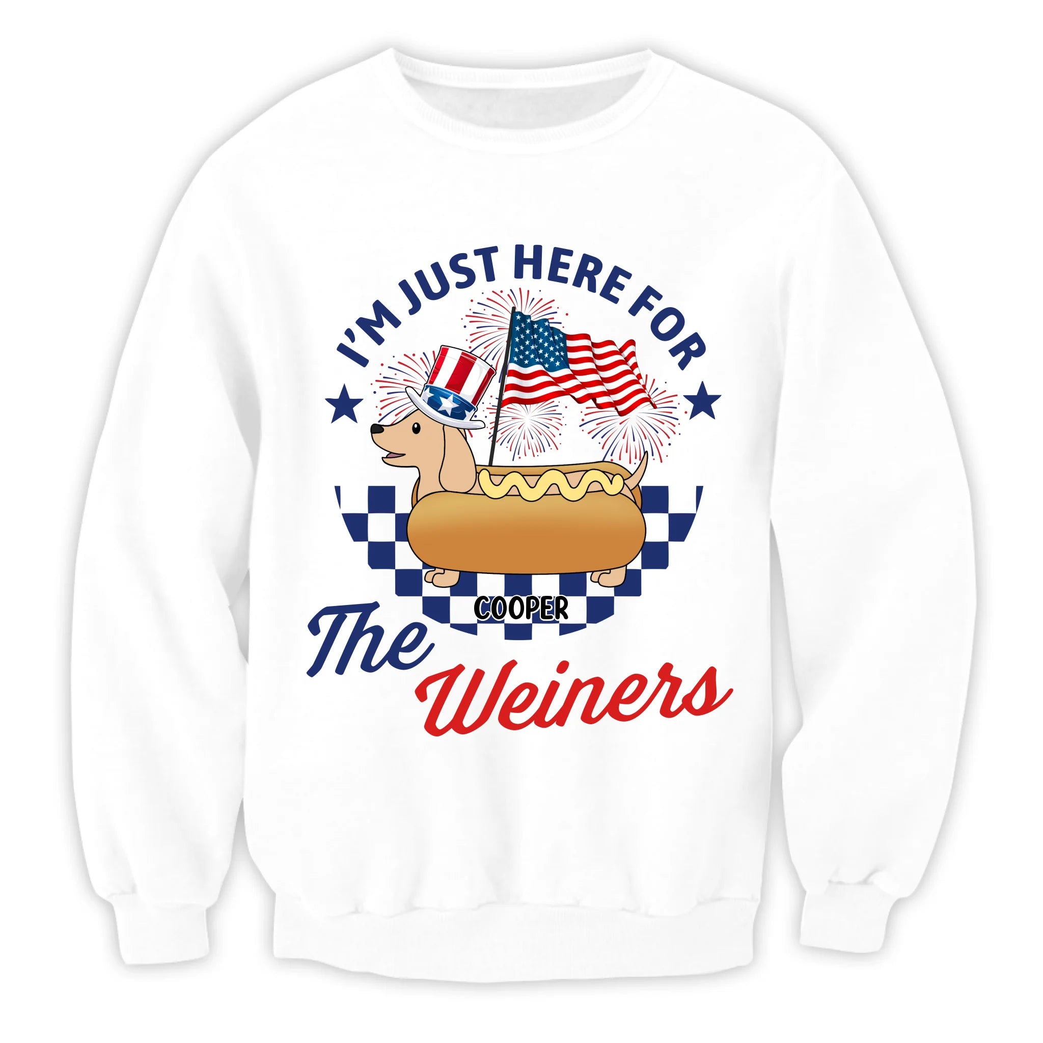 4th of July Just Here For The Wieners - Personalized T Shirt For Independence Day, Retro America Patriotic Weenies Shirt