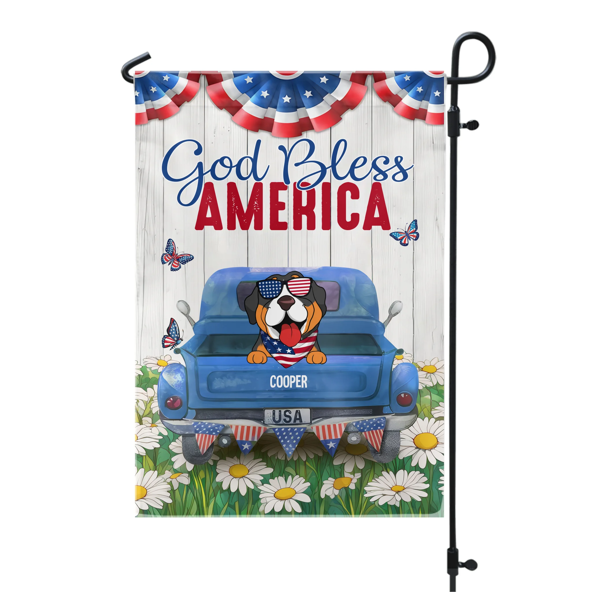God Bless America - Personalized Garden Flag, Independence Day Decor, Gift For Dog Lovers, Garden Decoration