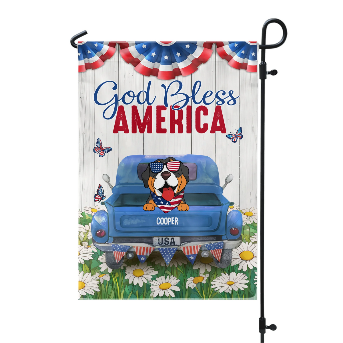God Bless America - Personalized Garden Flag, Independence Day Decor, Gift For Dog Lovers, Garden Decoration
