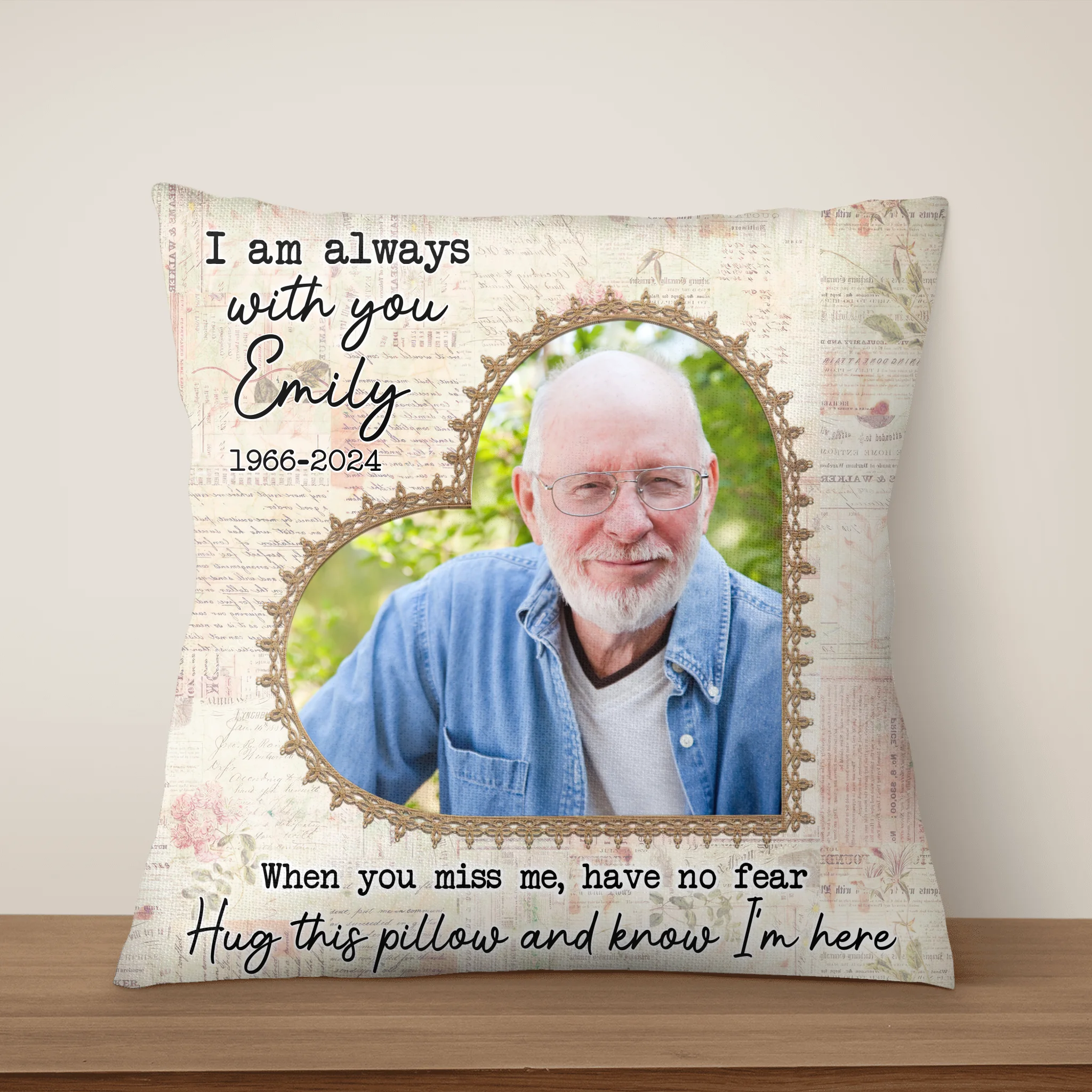 I Am Always With You - Personalized Pillow, Memorial Gift, Custom Photo Gift for Bereavement