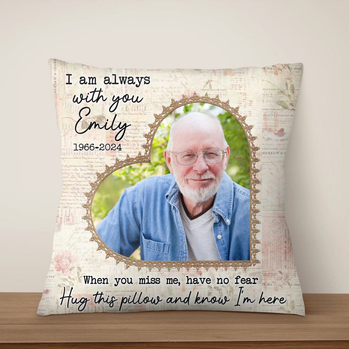 I Am Always With You - Personalized Pillow, Memorial Gift, Custom Photo Gift for Bereavement
