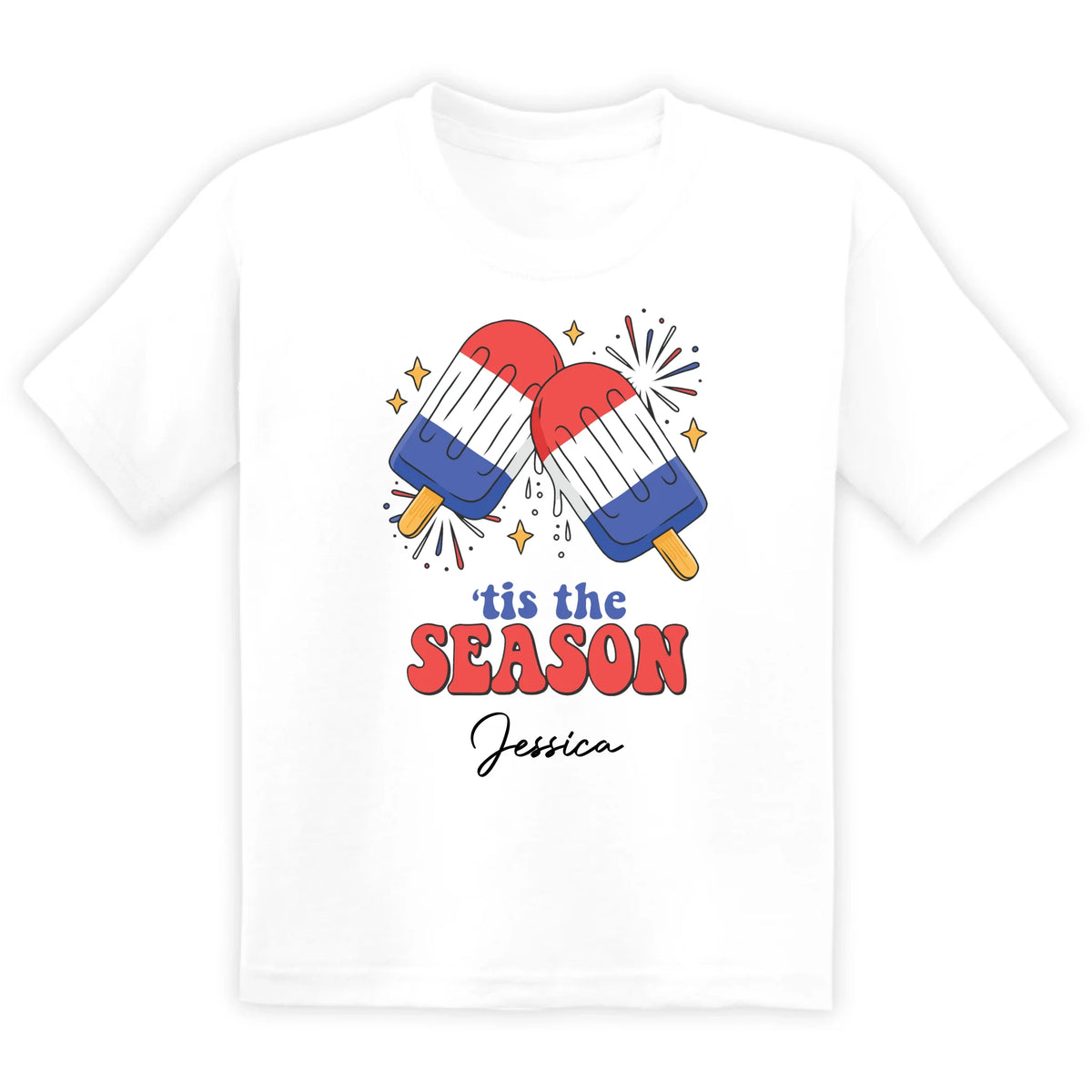 Tis The Season Retro 4th Of July - Personalized Baby Onesie, Fireworks Ice Cream gift for Baby, Independence Day Kids Shirt