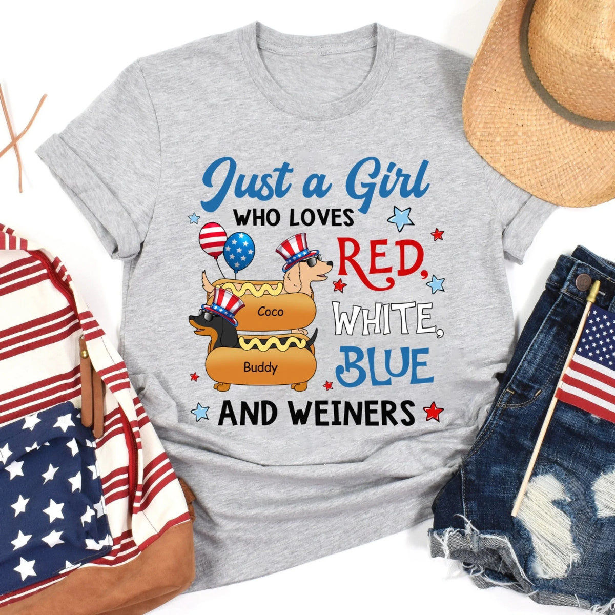 4th Of July Just A Girl Who Loves Red White Blue and Weiner mk 3