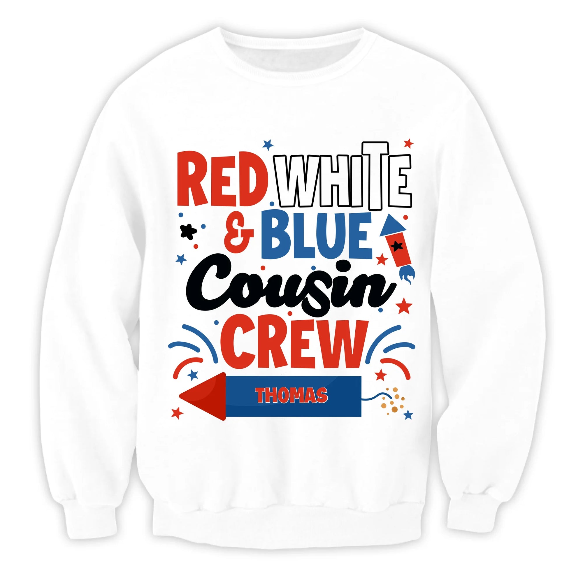 Red White and Blue Cousin Crew - Personalized T-Shirt, Independence Day Shirt
