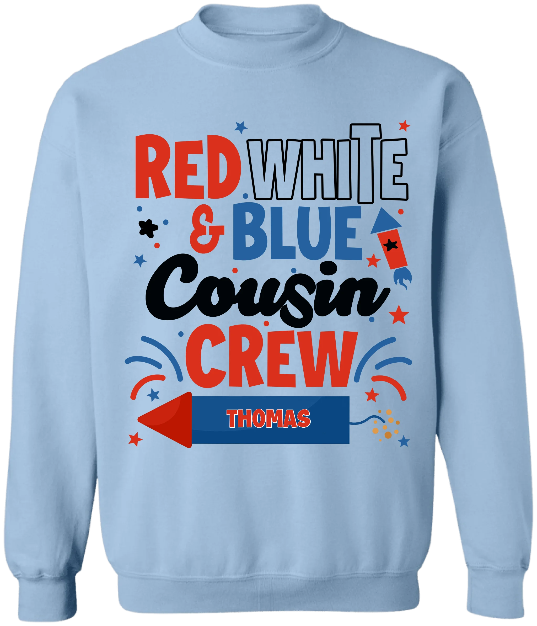 Red White and Blue Cousin Crew - Personalized T-Shirt, Independence Day Shirt