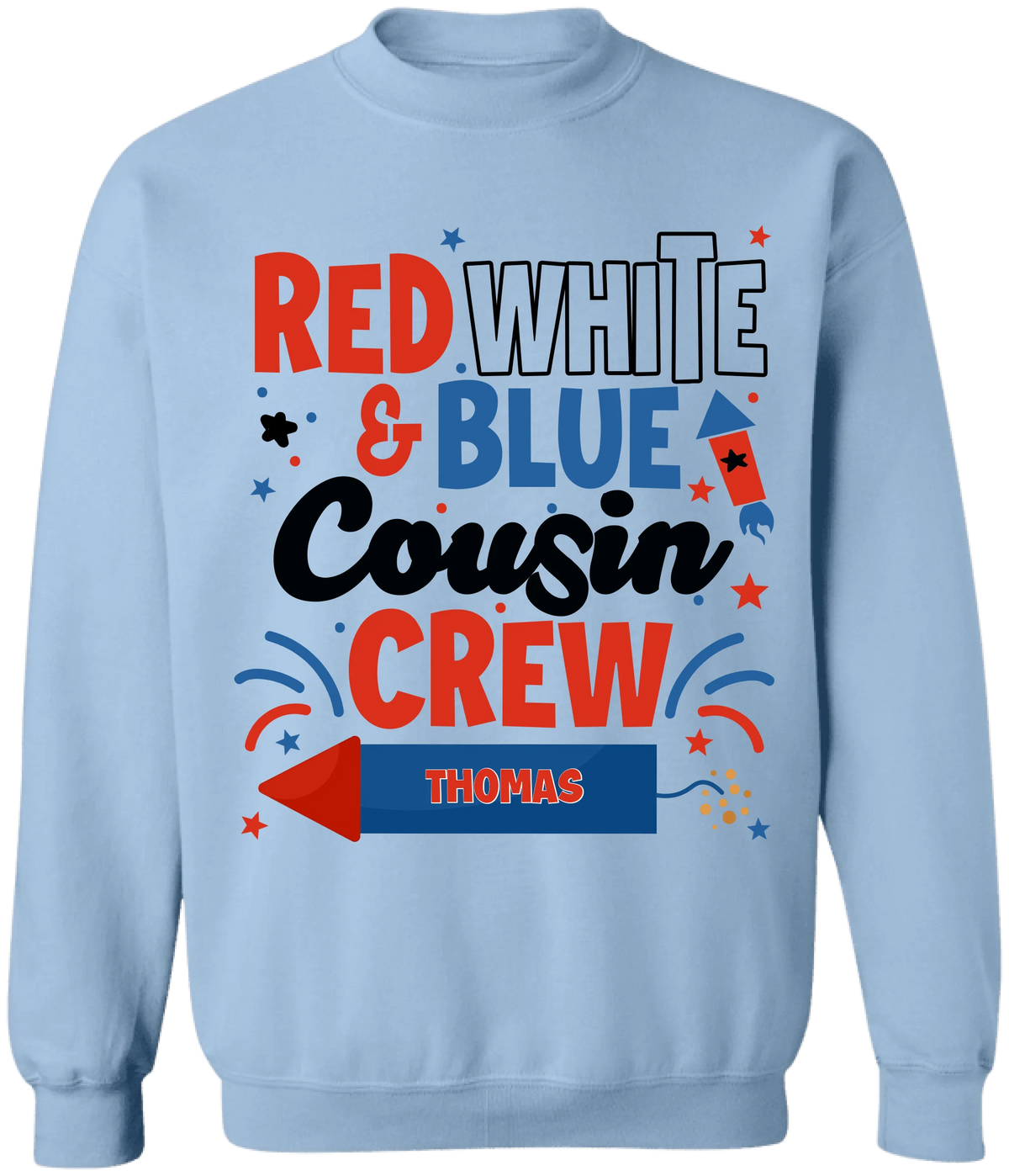 Red White and Blue Cousin Crew - Personalized T-Shirt, Independence Day Shirt