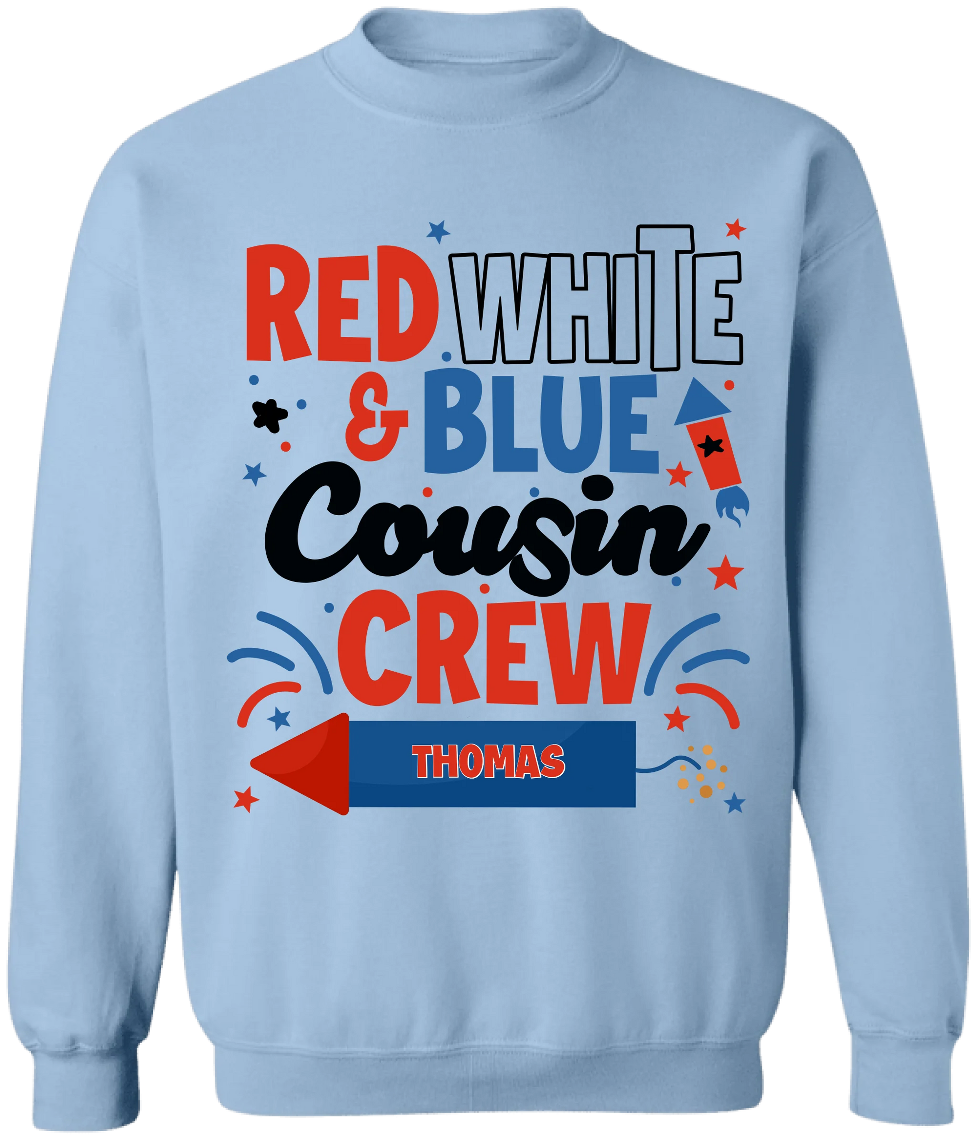 Red White and Blue Cousin Crew - Personalized T-Shirt, Independence Day Shirt
