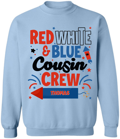 Red White and Blue Cousin Crew - Personalized T-Shirt, Independence Day Shirt