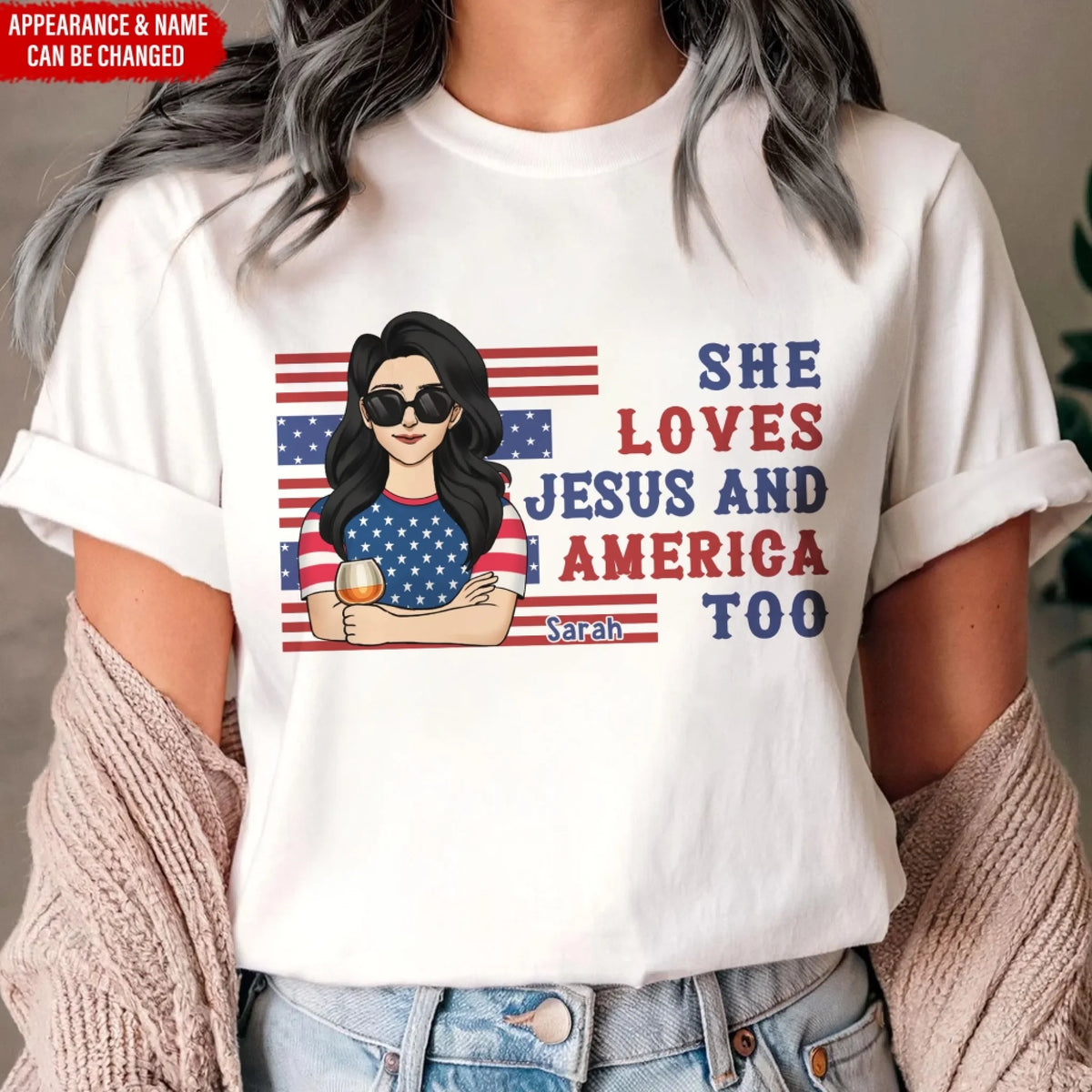 4th Of July She Loves Jesus And America Too - Personalized T-shirt For Independence Day, Women USA Shirt, 4th of July Shirt