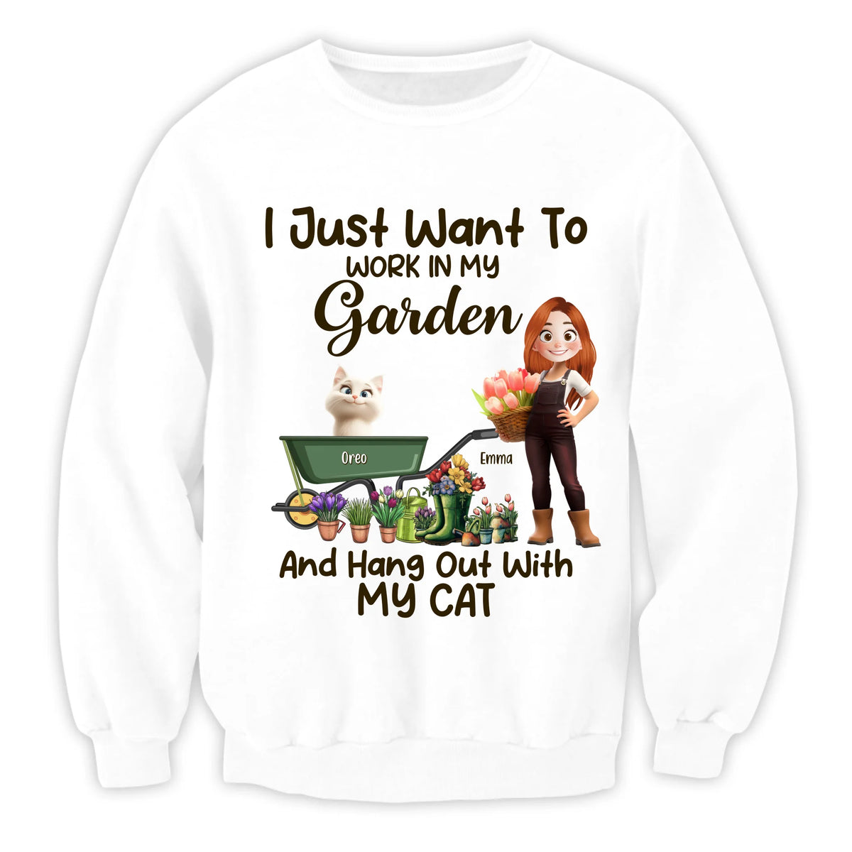 I Just Want To Work In My Garden And Hang Out With My Cats - Personalized T-Shirt, Gift For Garden Lovers, Cat Lovers