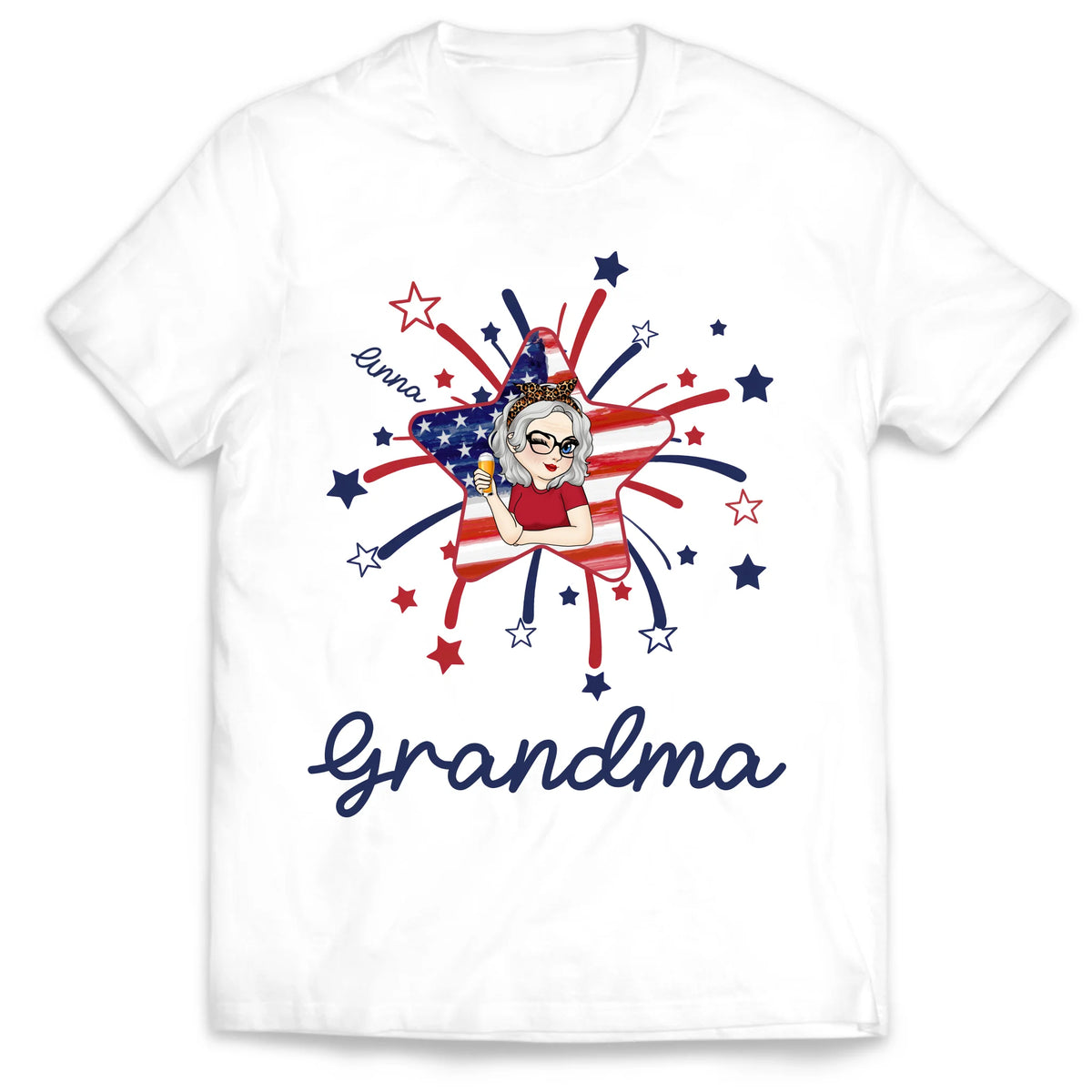 Firepit 4th Of July Grandma - Personalized T-Shirt, Gift For Grandma