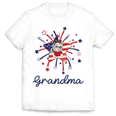 Firepit 4th Of July Grandma - Personalized T-Shirt, Gift For Grandma