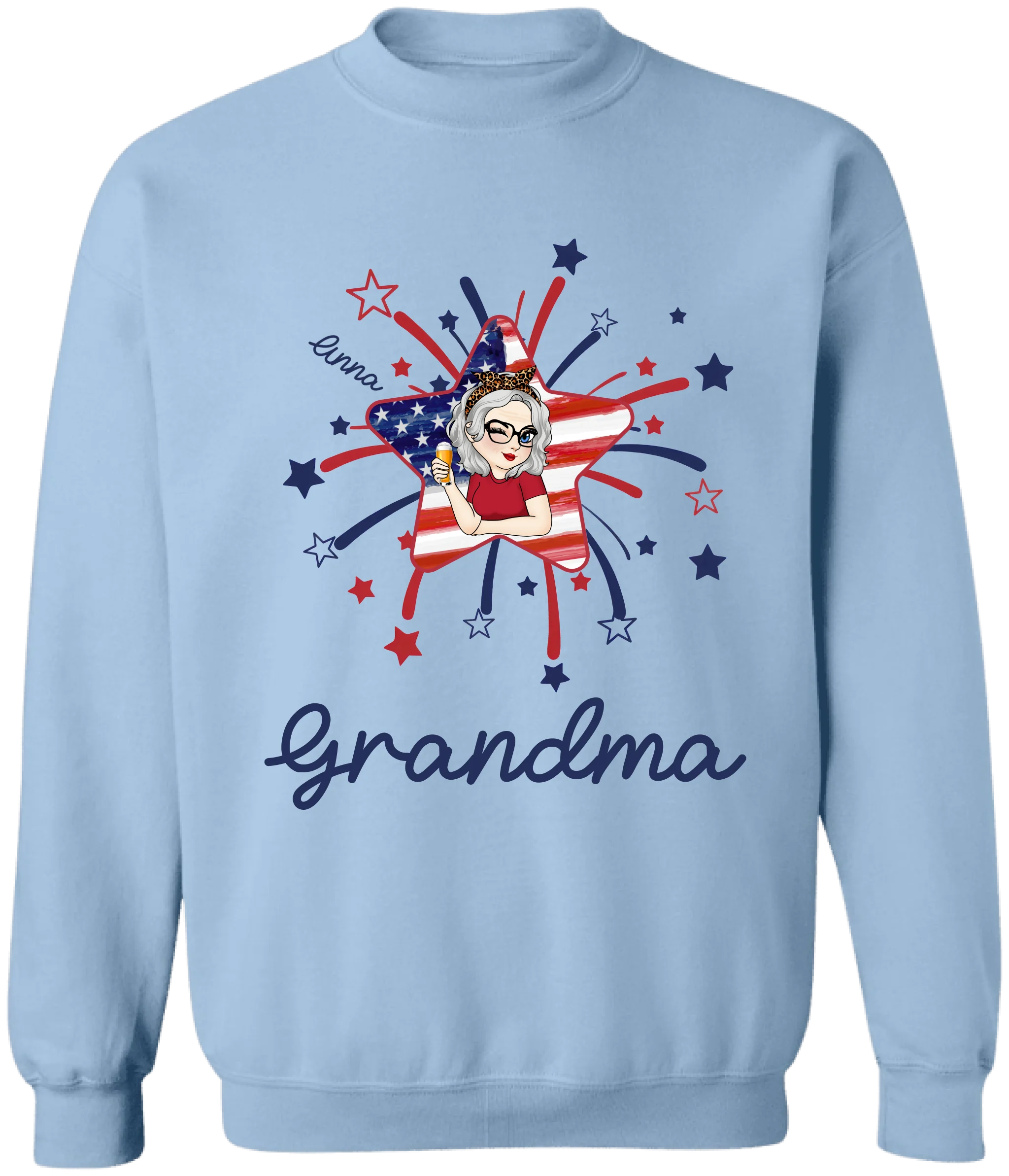 Firepit 4th Of July Grandma - Personalized T-Shirt, Gift For Grandma