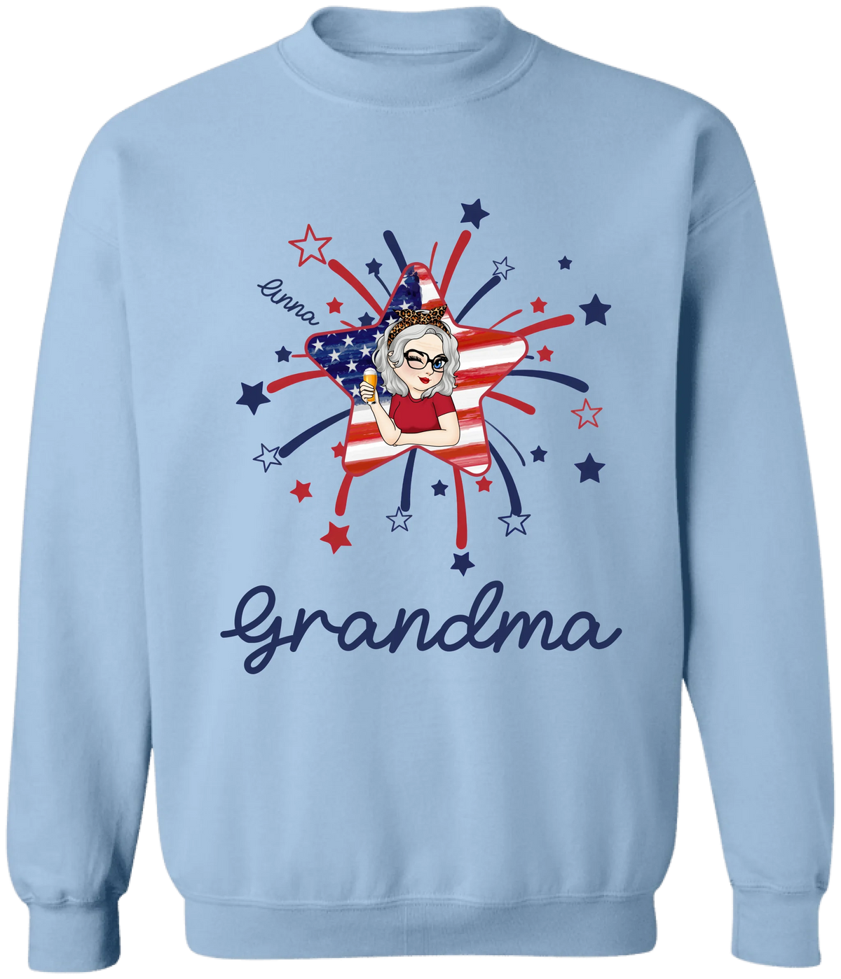 Firepit 4th Of July Grandma - Personalized T-Shirt, Gift For Grandma