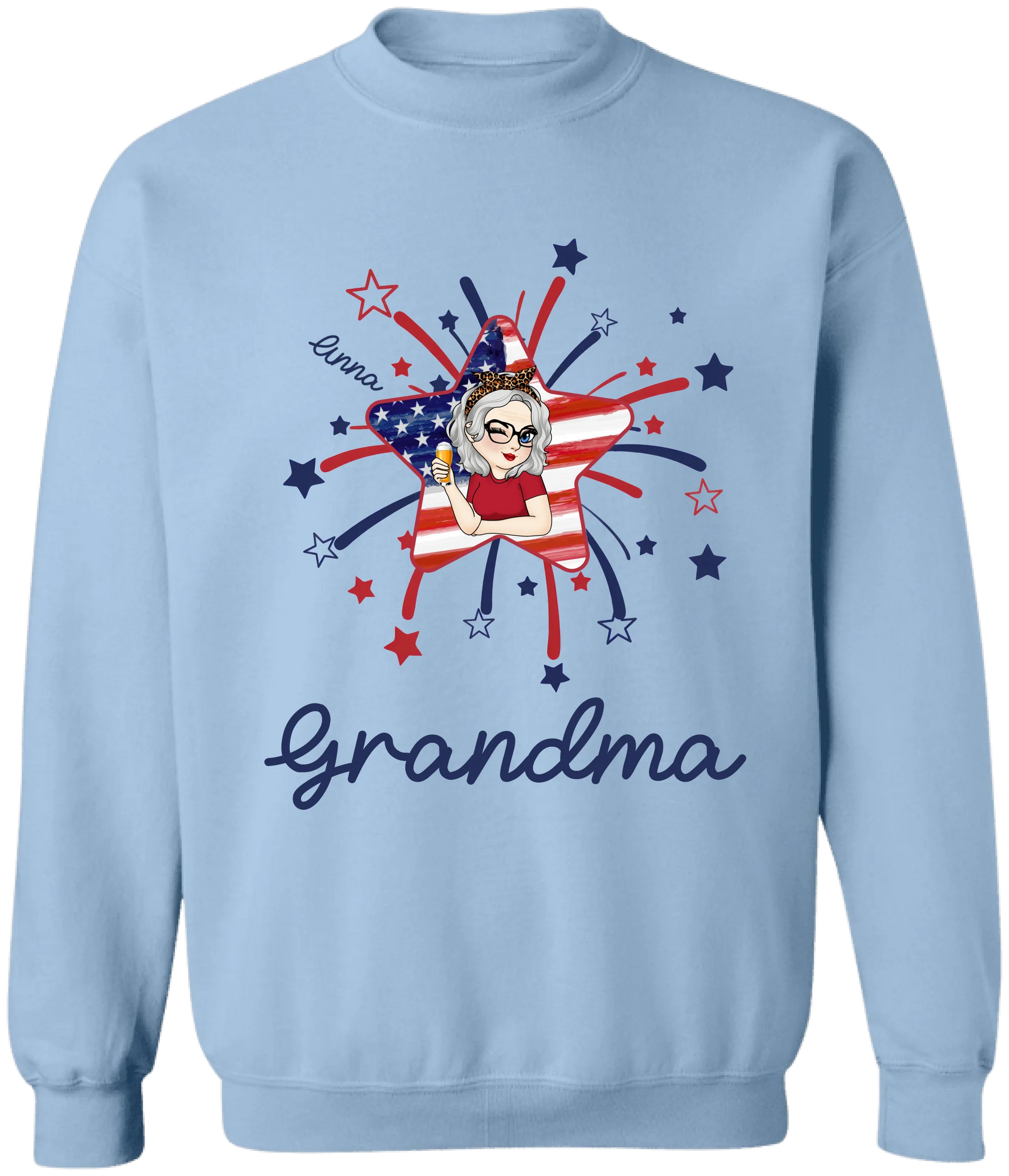 Firepit 4th Of July Grandma - Personalized T-Shirt, Gift For Grandma